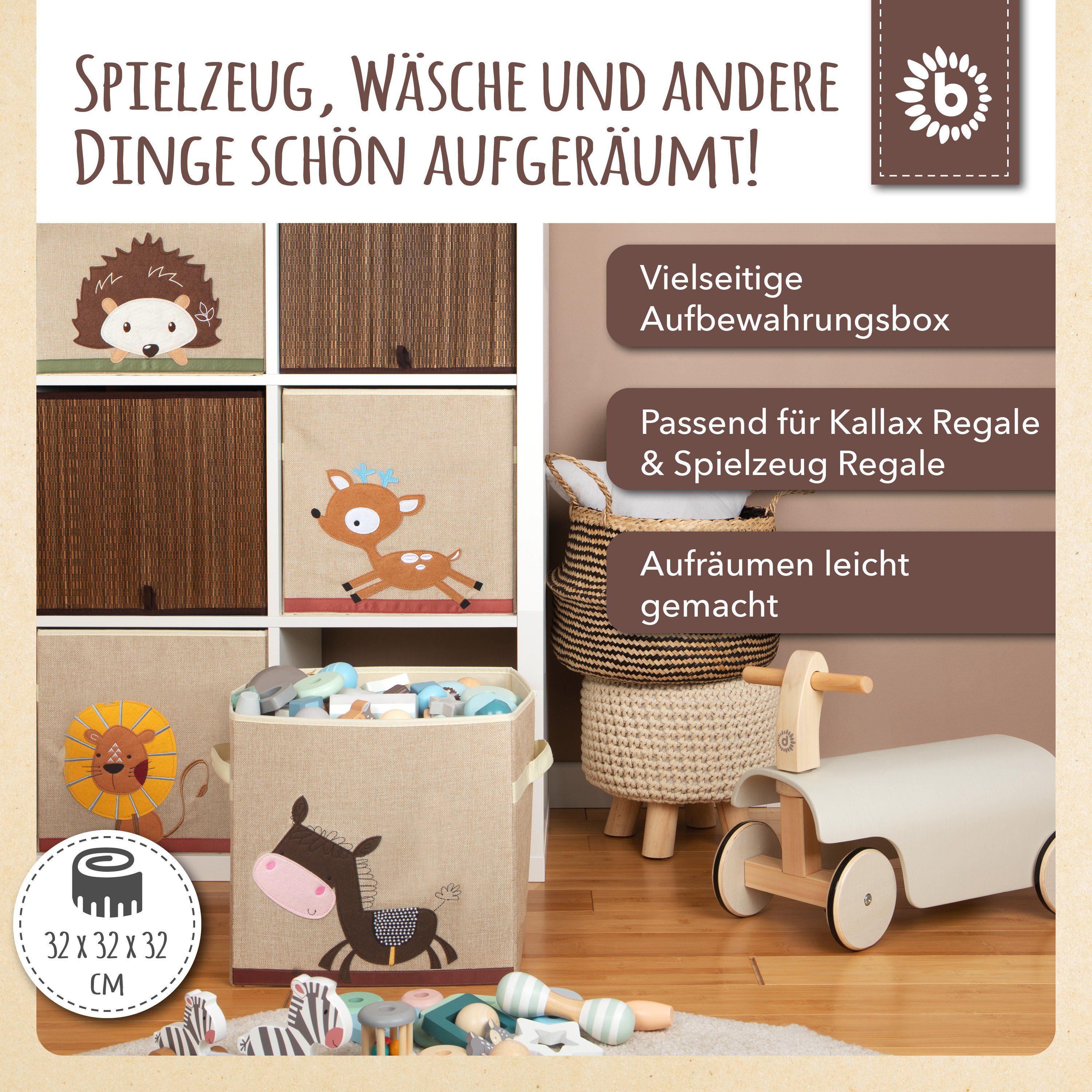 BIECO Spielzeugtruhe Bieco Kinder Aufbewahrungsbox Esel 36L faltbar Kallax günstig online kaufen