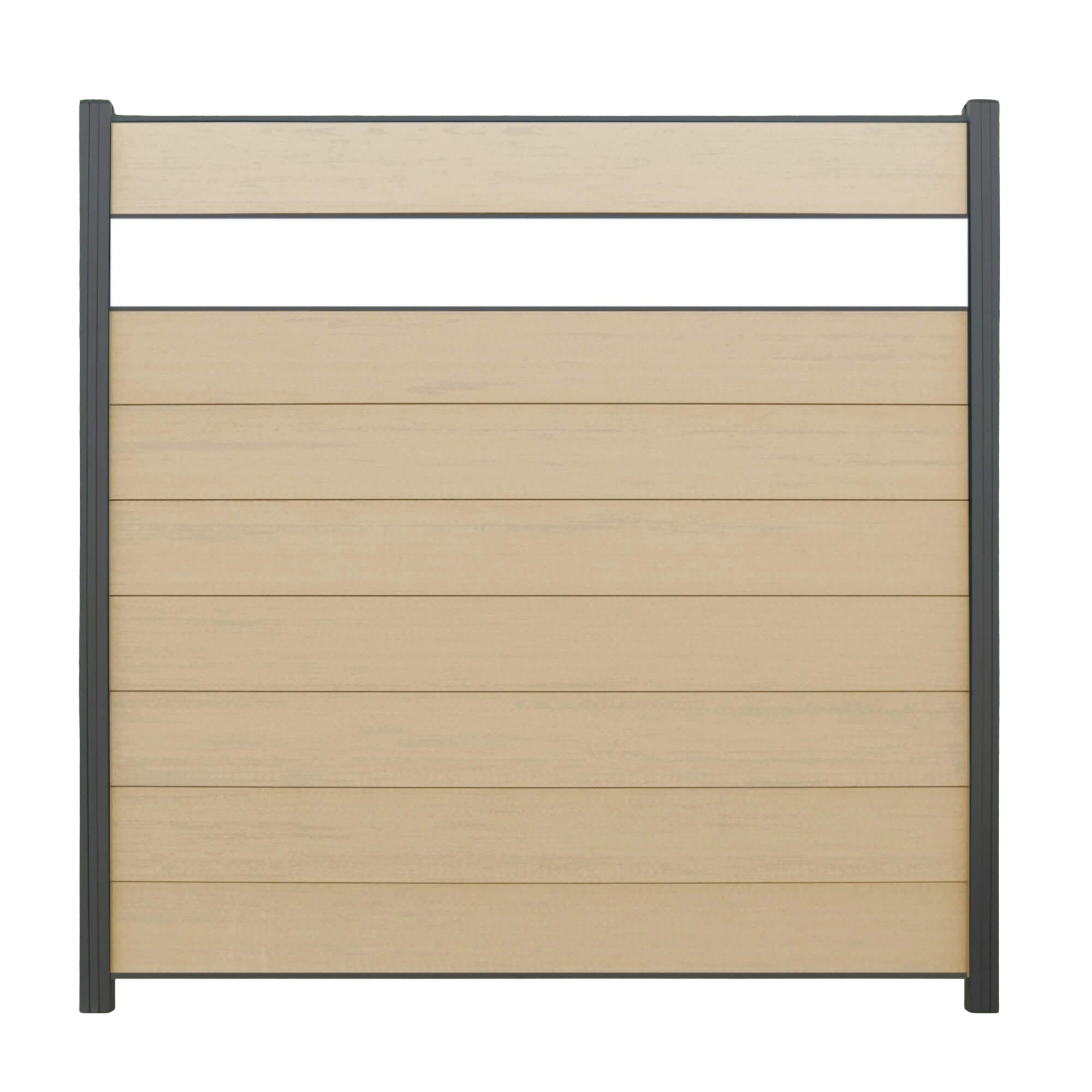 WPC Profi Zaun Komplettset Zaunelement Sichtschutz Sandbeige Dekor Glas 180x180cm, (Komplettset, mit Start- und Abschlussleisten, Pfosten und Zubehör)
