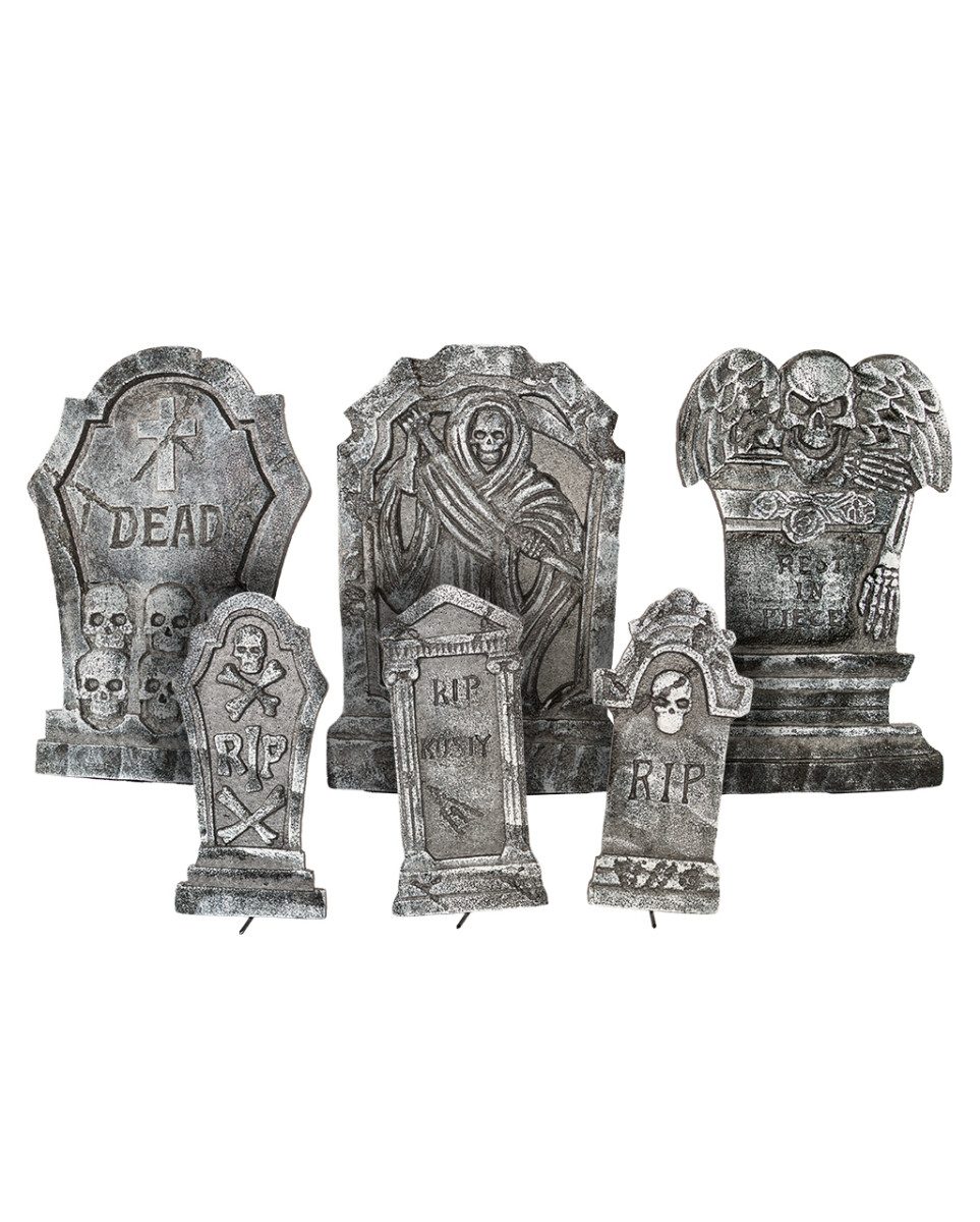 Horror-Shop Dekoobjekt Deko Grabstein Set für Halloween 6-teilig