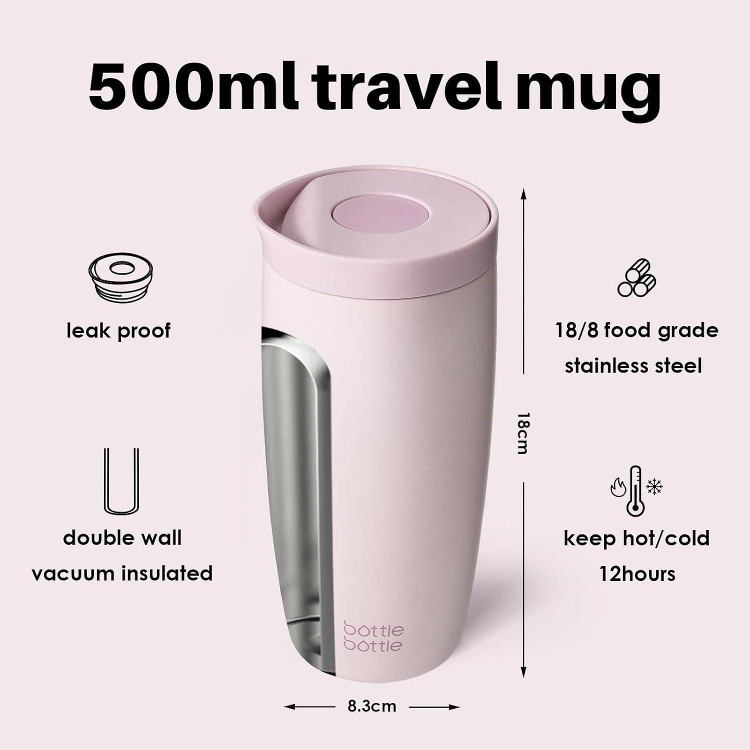 LuxusKollektion Thermobecher Thermobecher Edelstahl Auslaufsicher BPAfrei Heiß Kalt Rose 500 ml