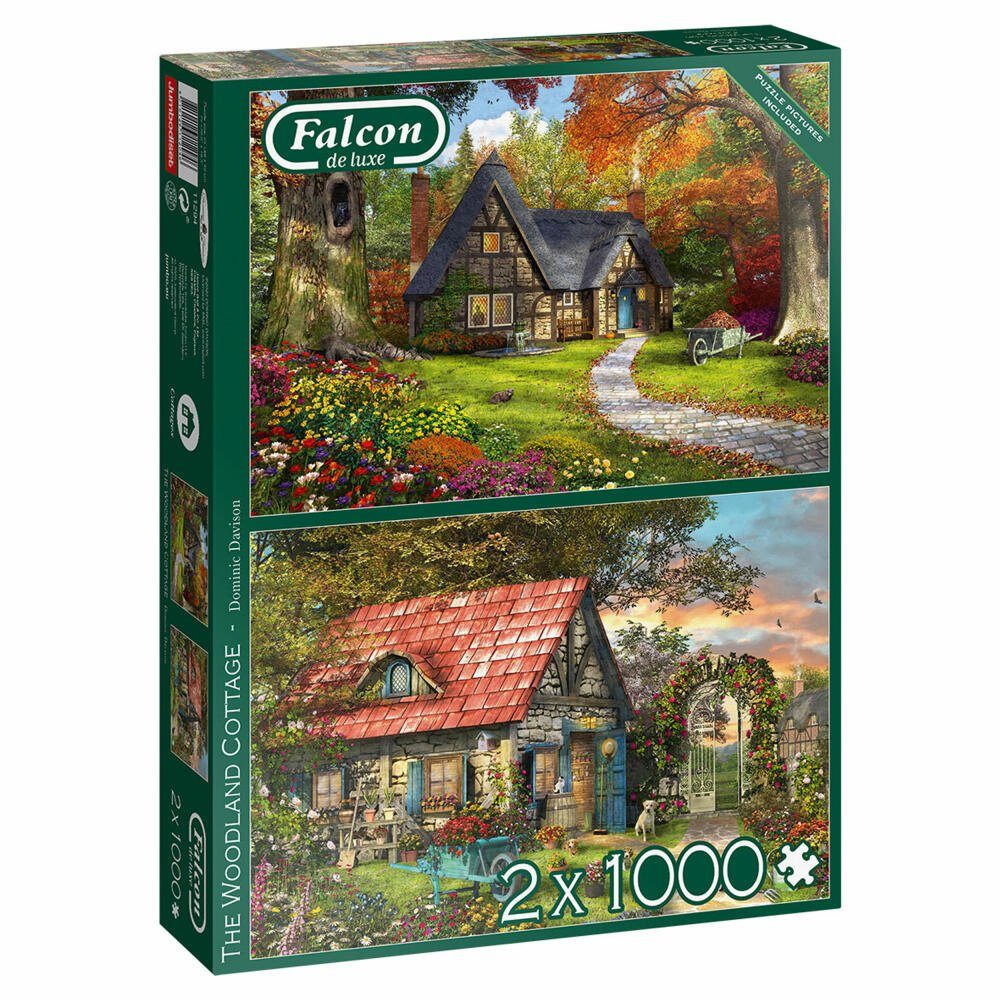 Jumbo Spiele Puzzle Falcon The Woodland Cottage 2 x 1000 Teile, 1000 Puzzleteile