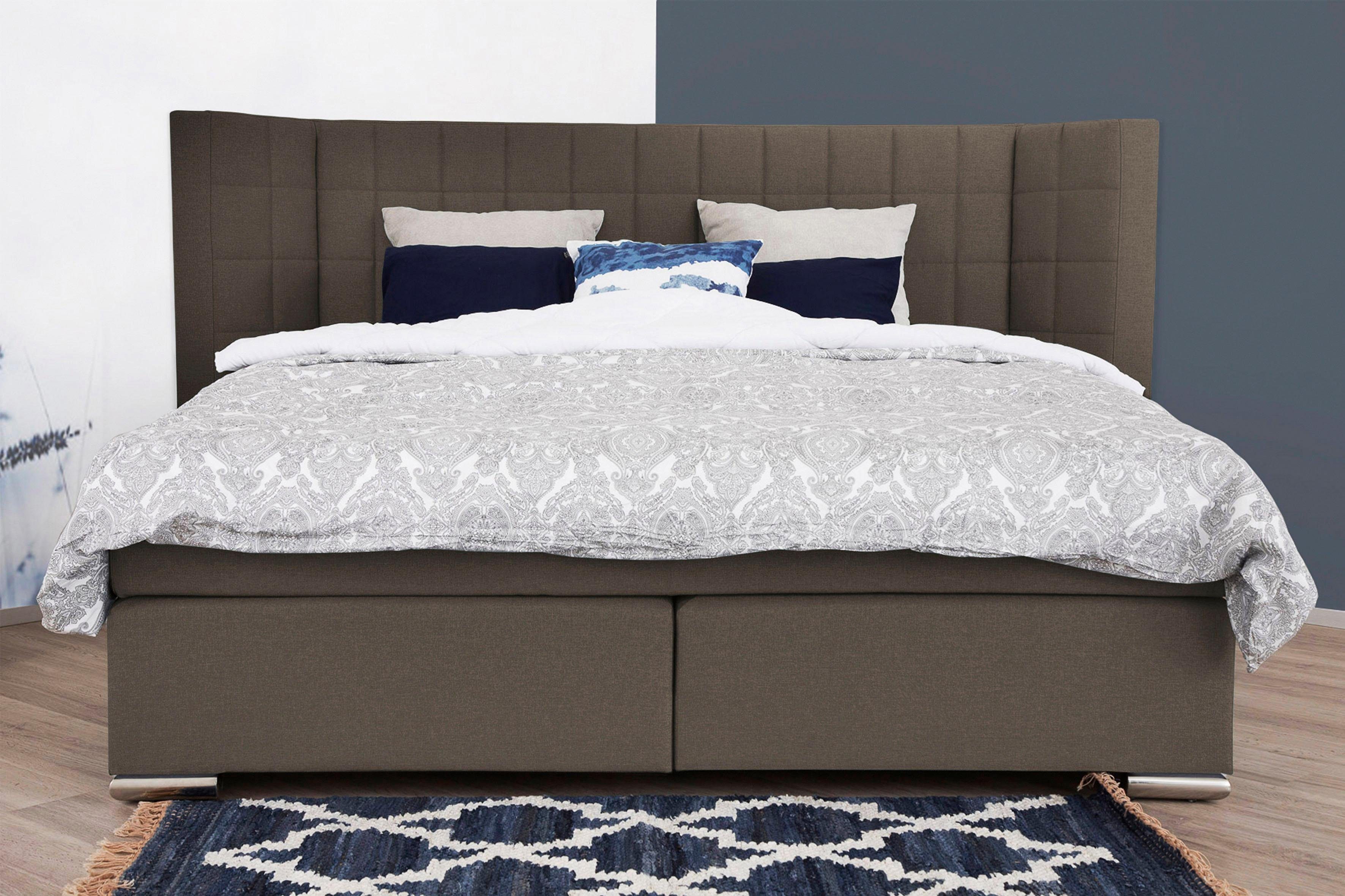 Home affaire Boxspringbett Piazza, mit Steppung und Kopfteil mit seitlichen Flügeln