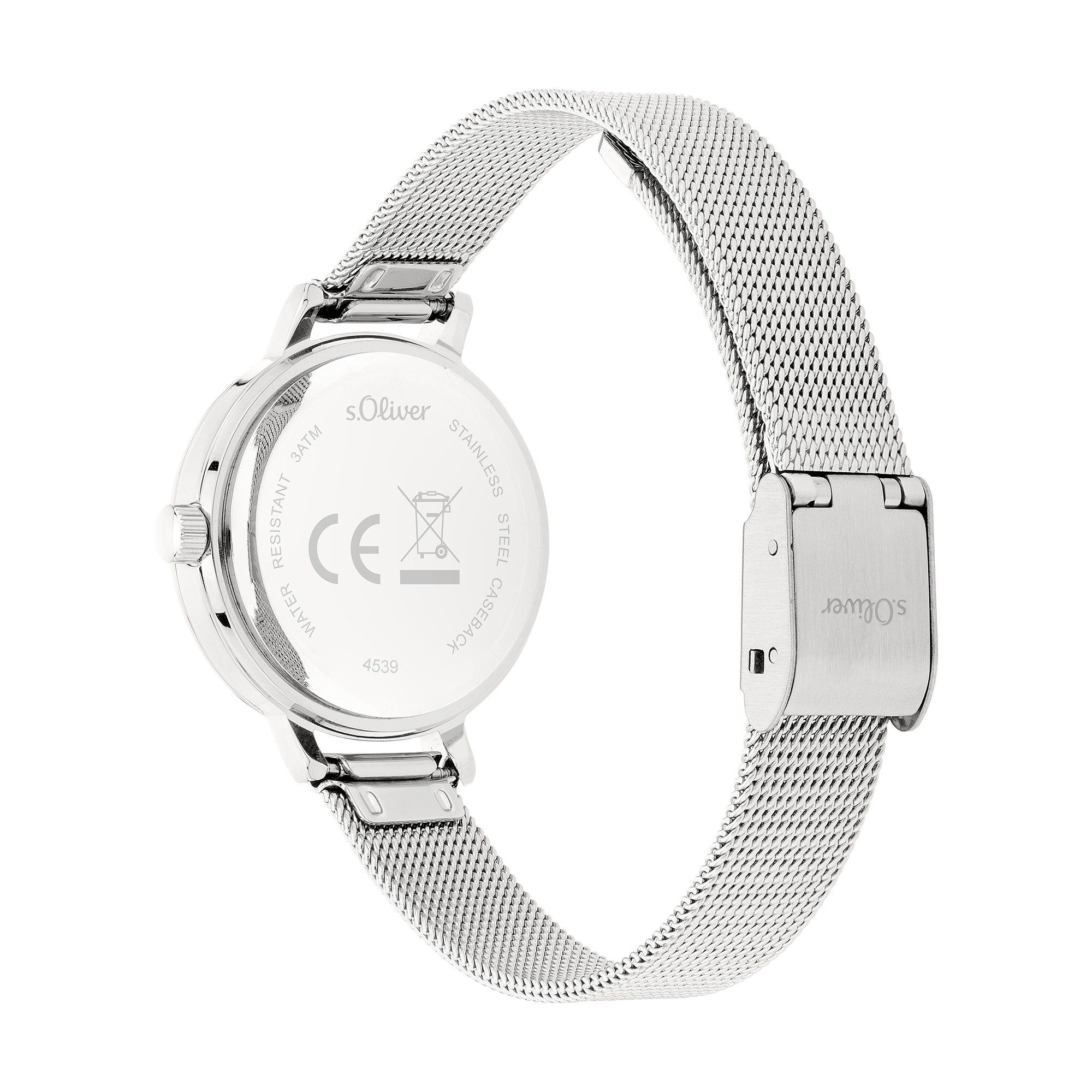 s.Oliver Quarzuhr Petite Time SO-4539-MQ, Armbanduhr, Damenuhr, Edelstahlarmband, analog