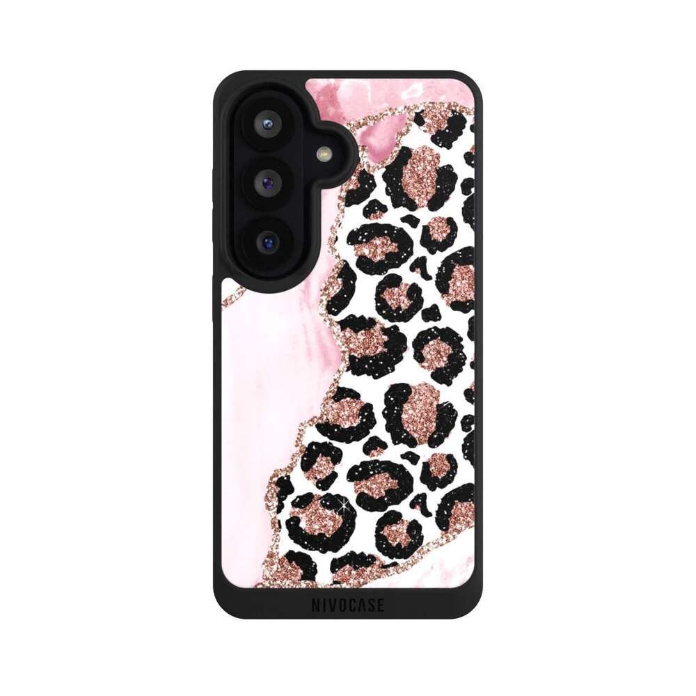 NIVOCASE Handyhülle Leopard Glitzer Look Marmor Patterns and Textures Smooth Pink, Samsung Galaxy S26 Handyhülle Hülle NIVOpure Case Schwarz