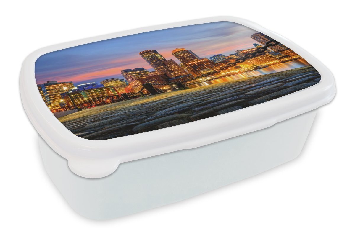 MuchoWow Lunchbox Licht - Wasser - Architektur, Kunststoff, (2-tlg), Brotbox für Kinder und Erwachsene, Brotdose, für Jungs und Mädchen weiß
