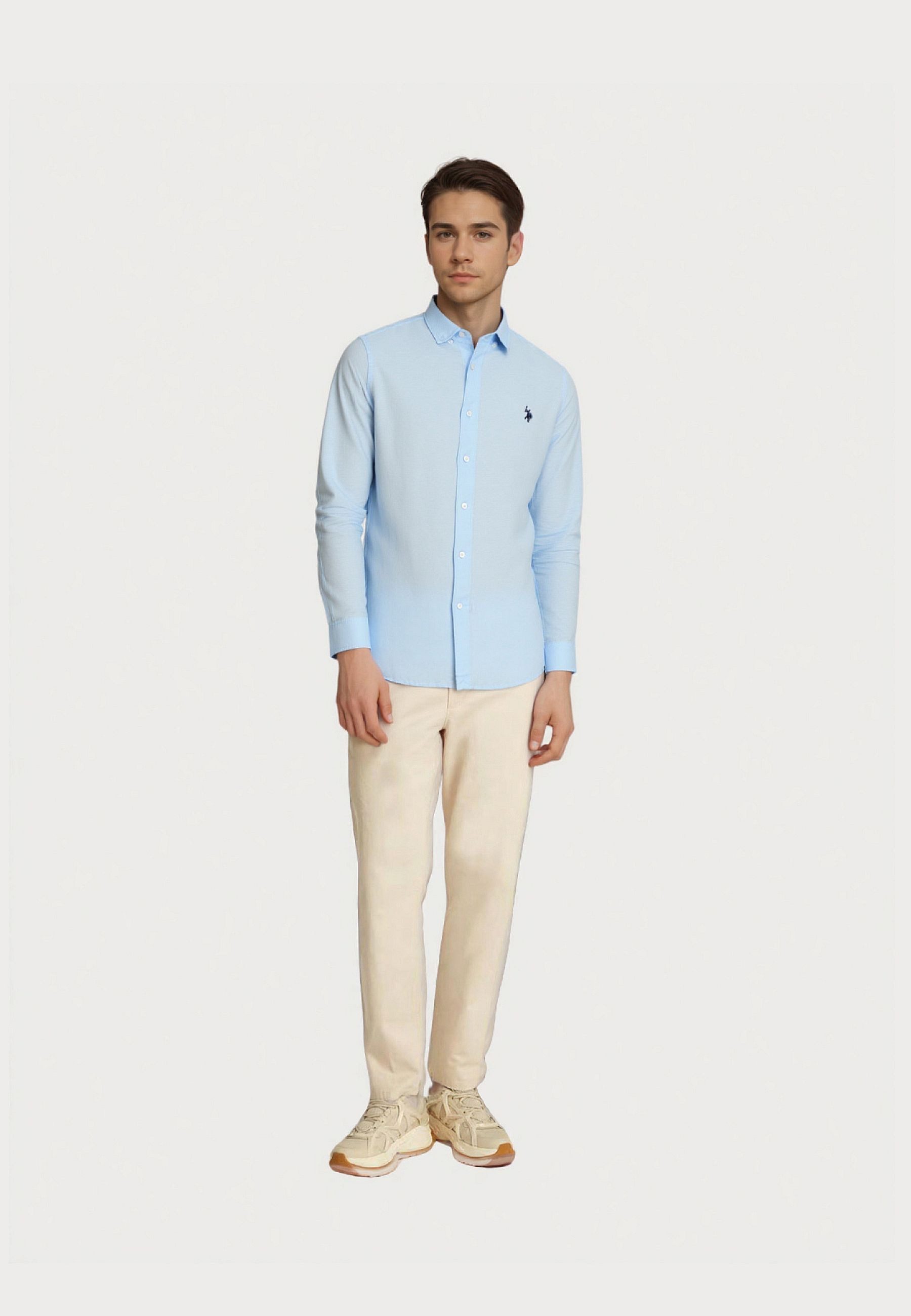 U.S. Polo Assn. Langarmhemd Hemd Shirt Button-Down Leinen (1-tlg)