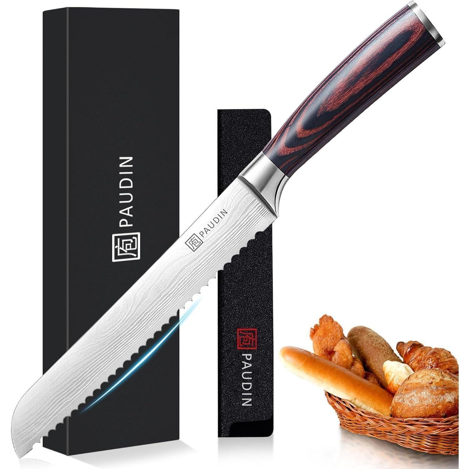 LuxusKollektion Brotmesser Brotmesser Profi 20 cm Edelstahl Küchenmesser Holz Griff