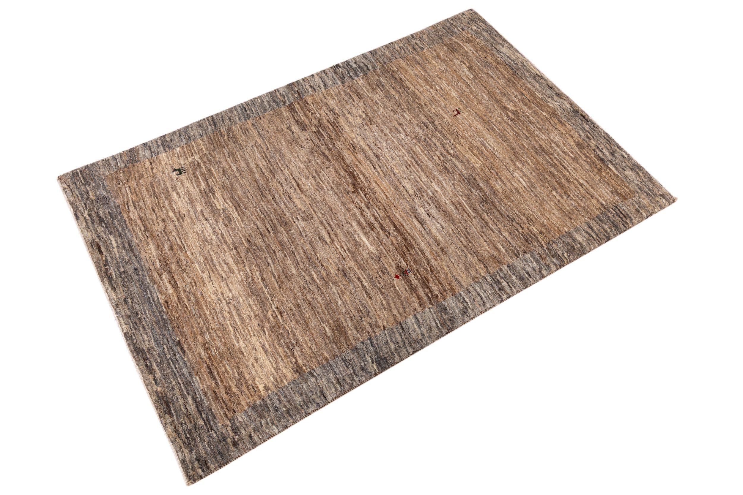 CABBEL Wollteppich Premium Perser Gabbeh Teppich Grau 93x141 cm, Rechteckig, Höhe: 20 mm, Handgeknüpftes Unikat aus 100% Wolle – langlebig und natürlich