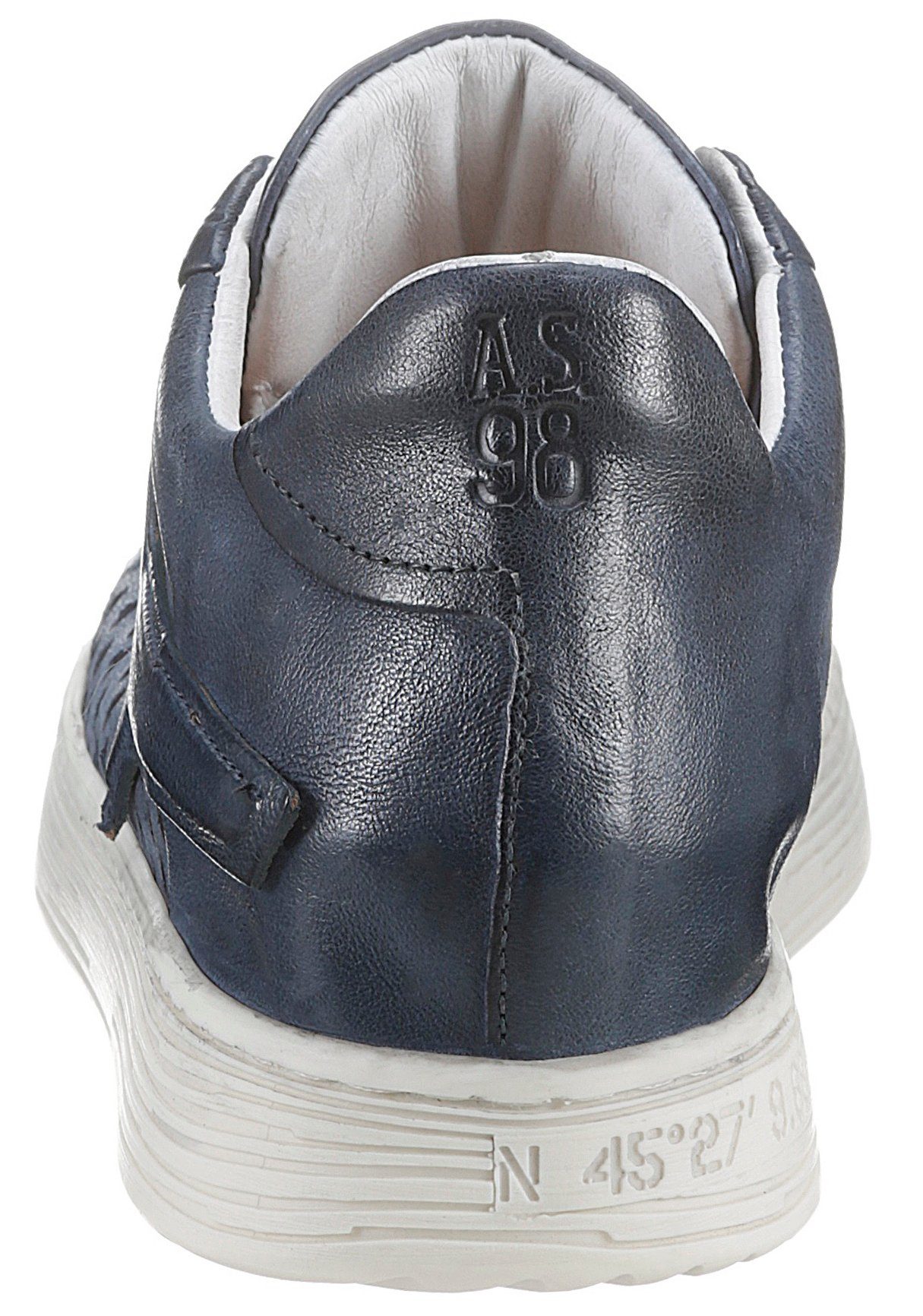 Sneaker A.S.98 used Lochmuster mit ASZEPPA dunkelblau-weiß