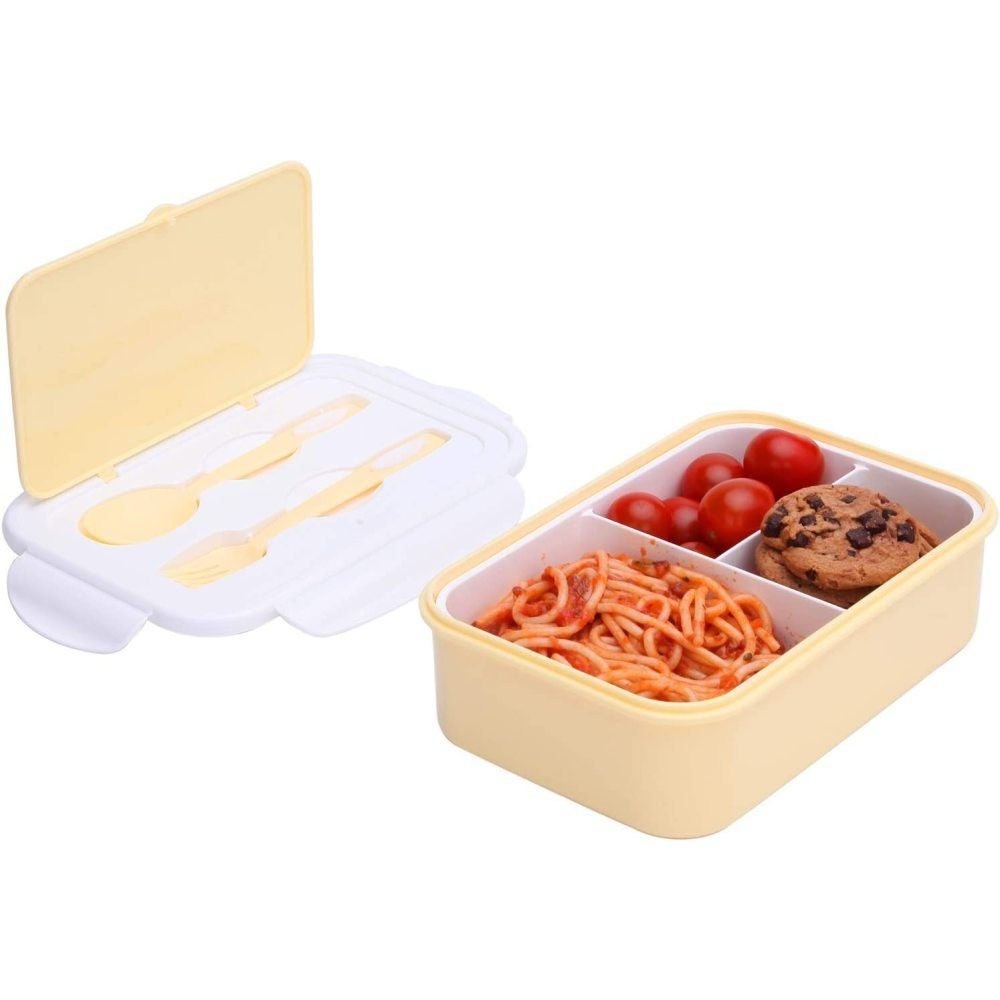 Jormftte Lunchbox Brotdose,Bento Box Mit 3 Fächern und Besteck