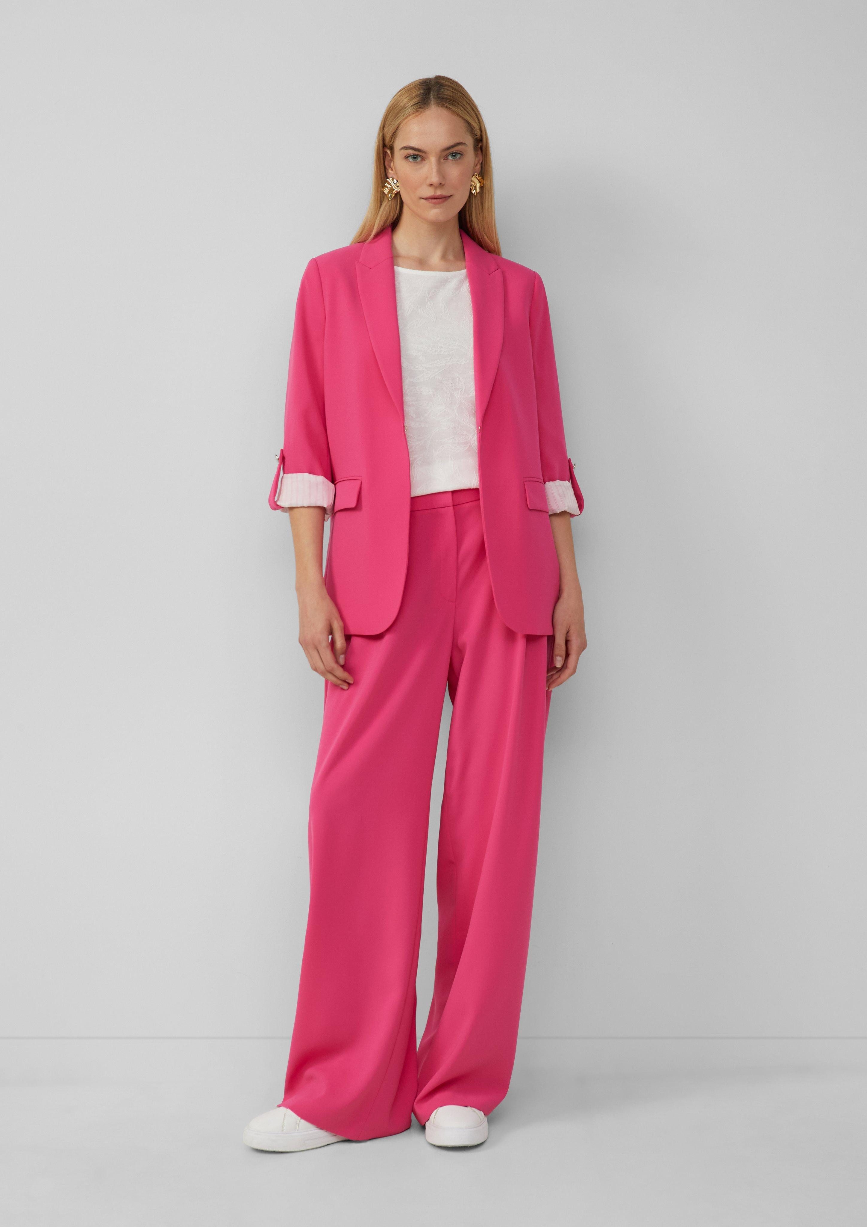 Jackenblazer Crêpe-Blazer mit 3/4-Ärmeln und Raff-Details