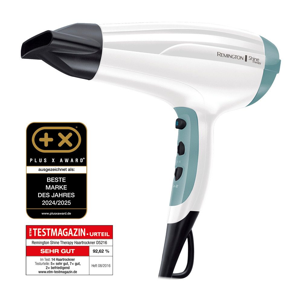 Remington Haartrockner D 5216, 2300 W, mit Ionenpflege [leicht & leise+ Diffusor] Arganöl & Vitamin E