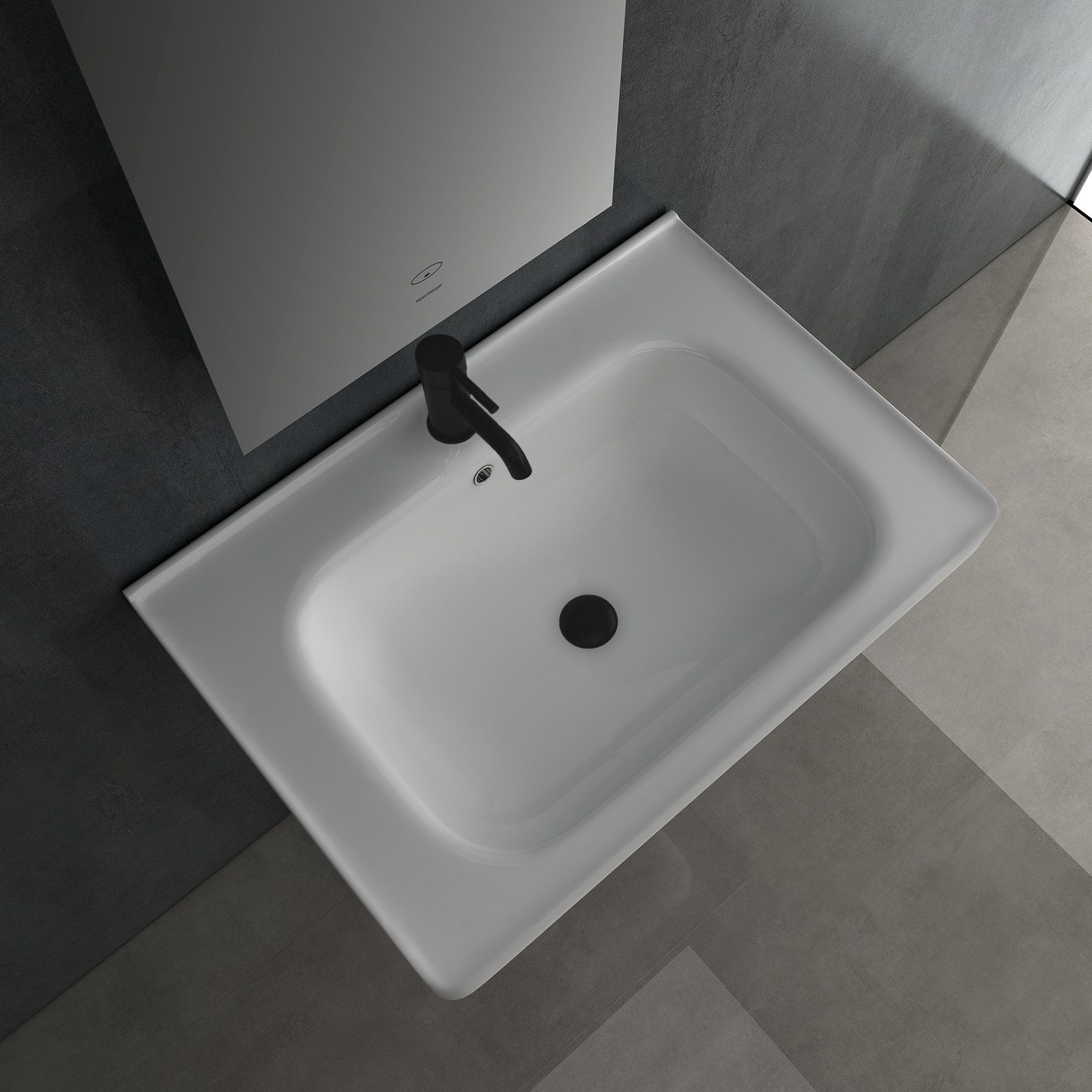 Alpenberger Waschbecken Gäste WC Keramik Handwaschbecken - Waschbecken Eckig (1-tlg. Waschplätze, Hängewaschbecken mit Überlauf), Bad Waschtisch 65 cm Breit mit Nano Beschichtung