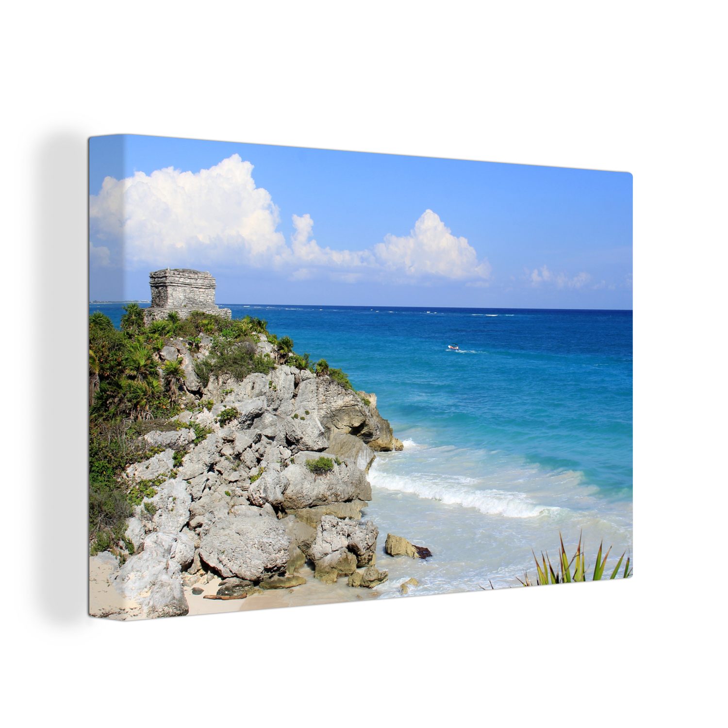OneMillionCanvasses® Leinwandbild Tulum ruiniert Mexikos Fotodruck, (1 St), Wandbild Leinwandbilder, Aufhängefertig, Wanddeko, 30x20 cm