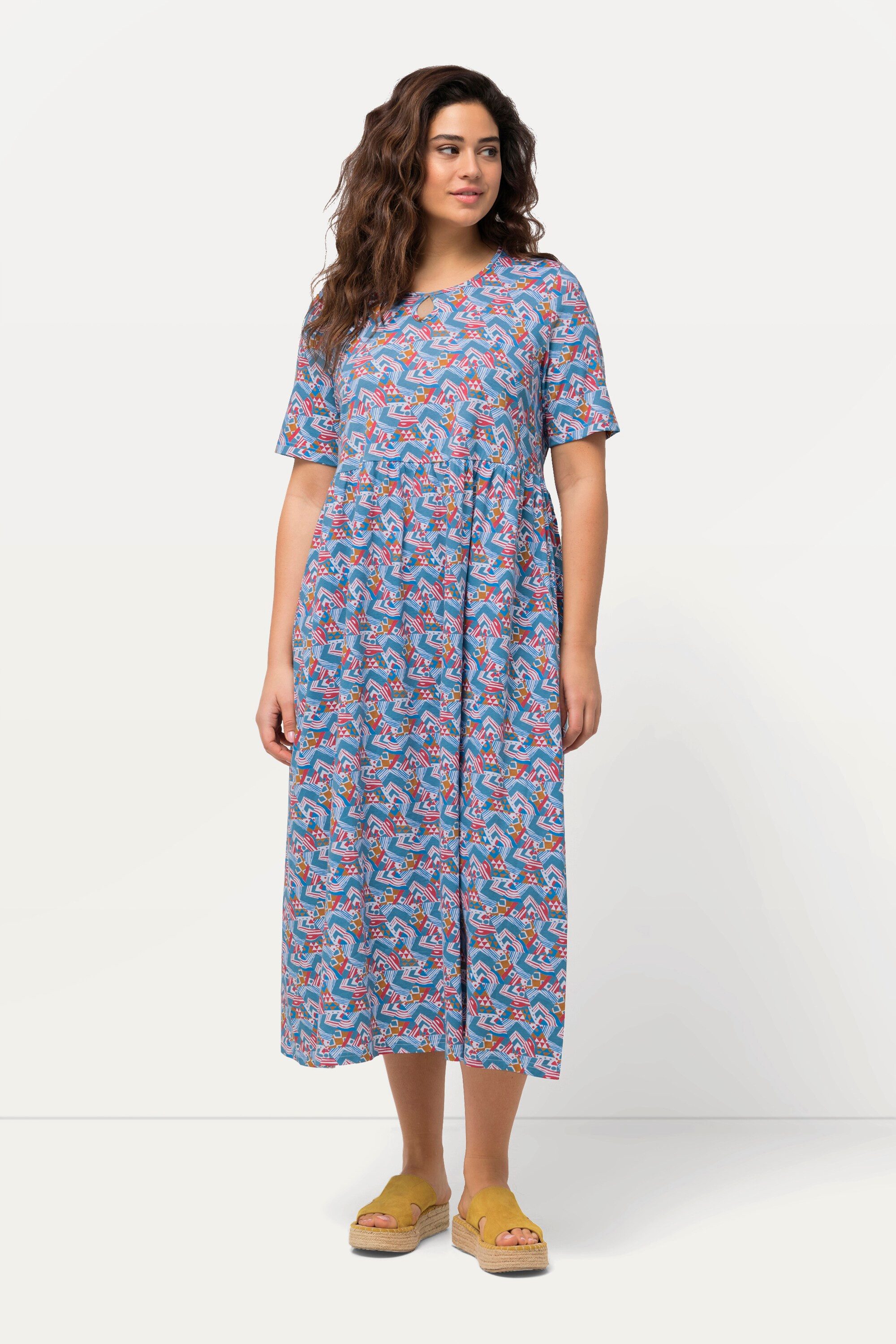 Ulla Popken Maxikleid Jersey-Maxikleid A-Linie Rundhals günstig online kaufen