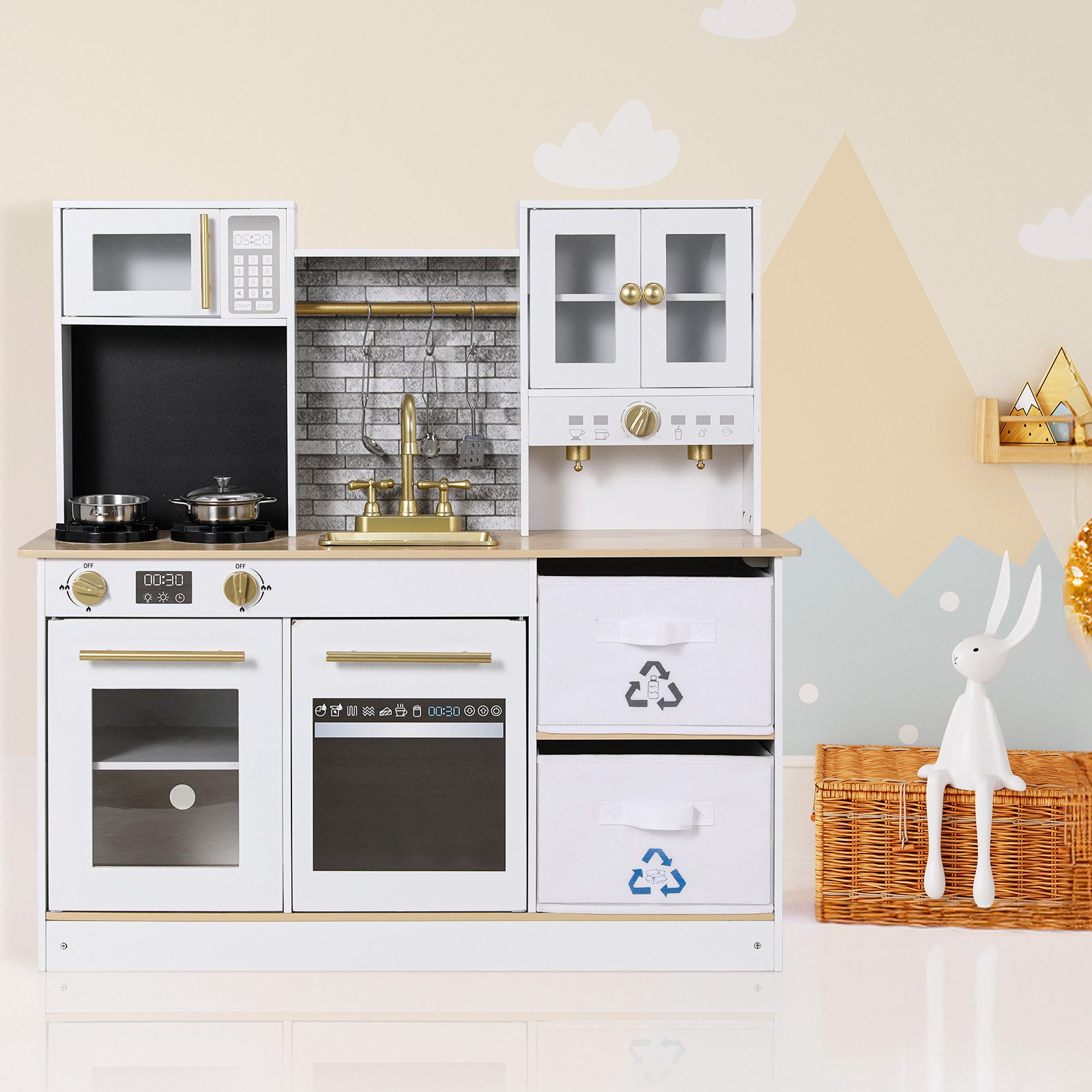 TLGREEN Kinder-Küchenset Spielküche mit Licht und Sound, (Kinderküche Holz, günstig online kaufen