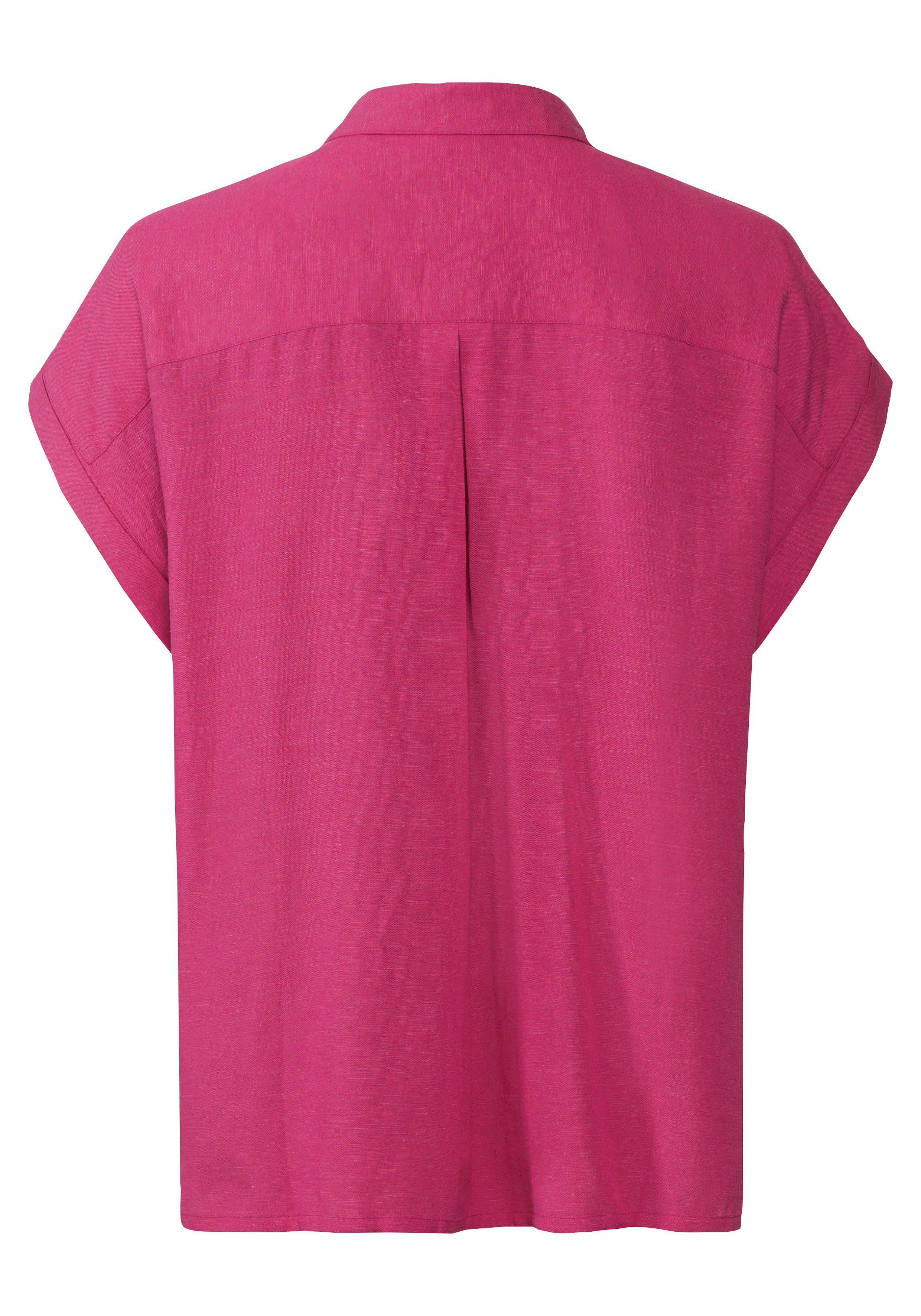 Kurzarmbluse pink Leinenmix Knopfleiste, Leinenbluse, LASCANA mit Hemdbluse aus