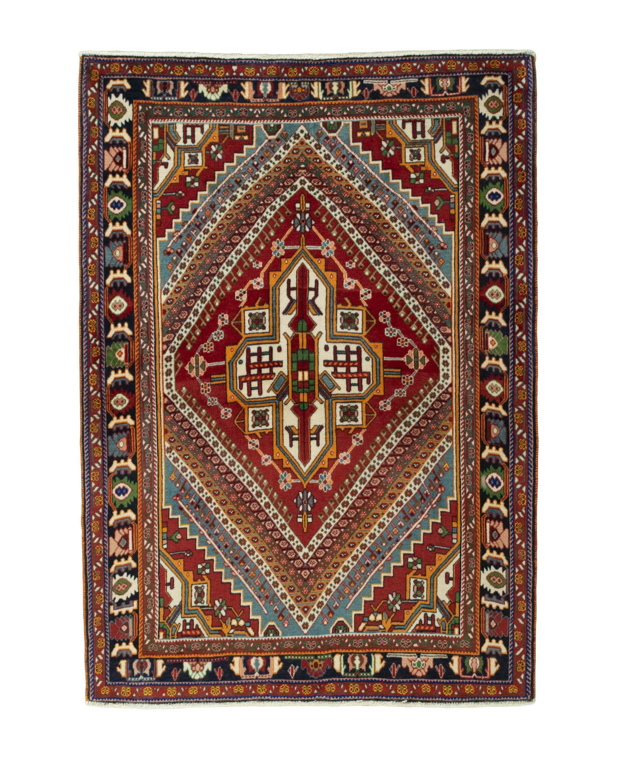 CABBEL Orientteppich 151x107 cm Perser Shiraz Multicolor Schurwolle Handgeknüpft Nomaden, rechteckig, Höhe: 7 mm, 100% Schurwolle – weich, pflegeleicht, solide Knüpfdichte