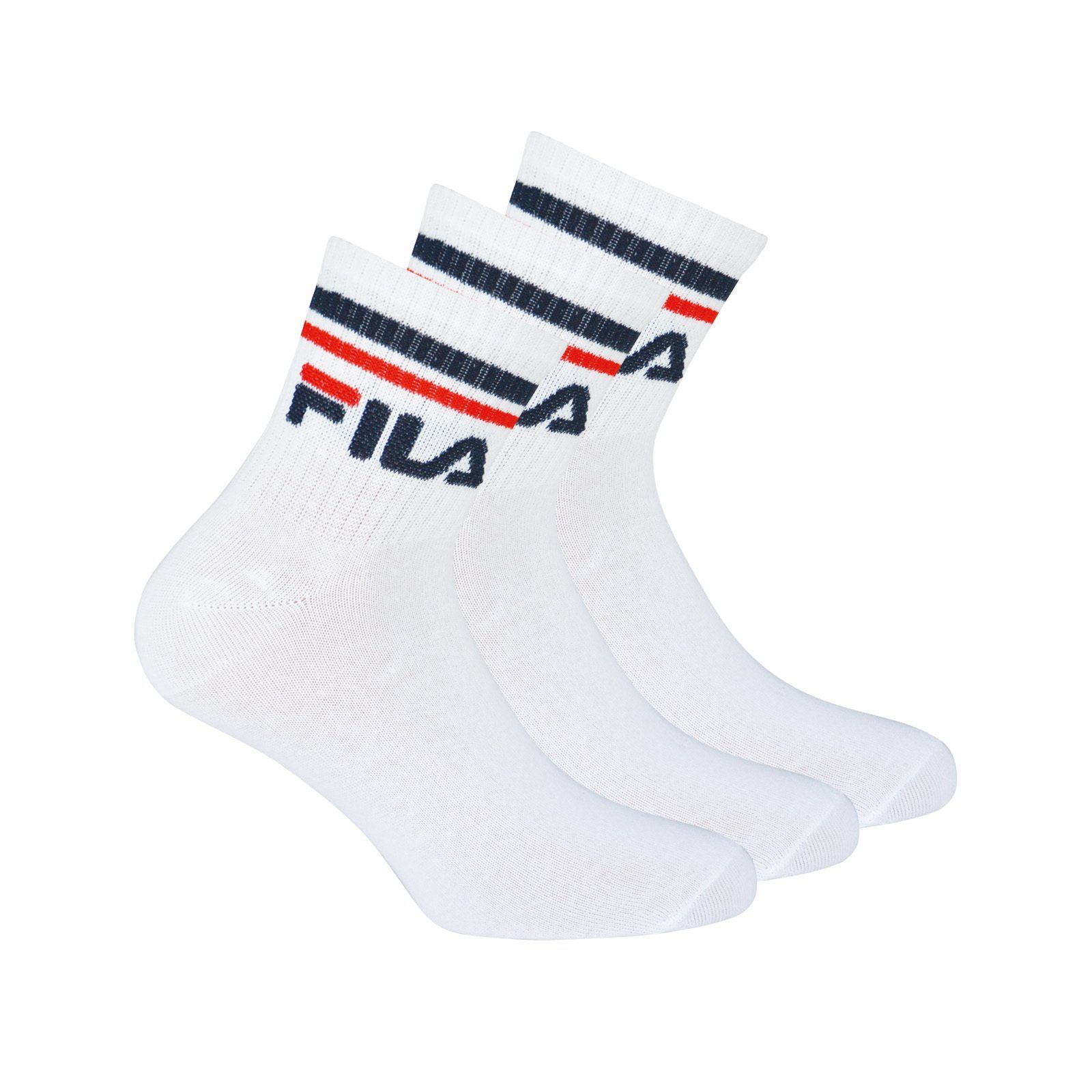 Fila Sportsocken Unisex Socken, 3 Paar Quarter - Kurzsocken, Sport Weiß