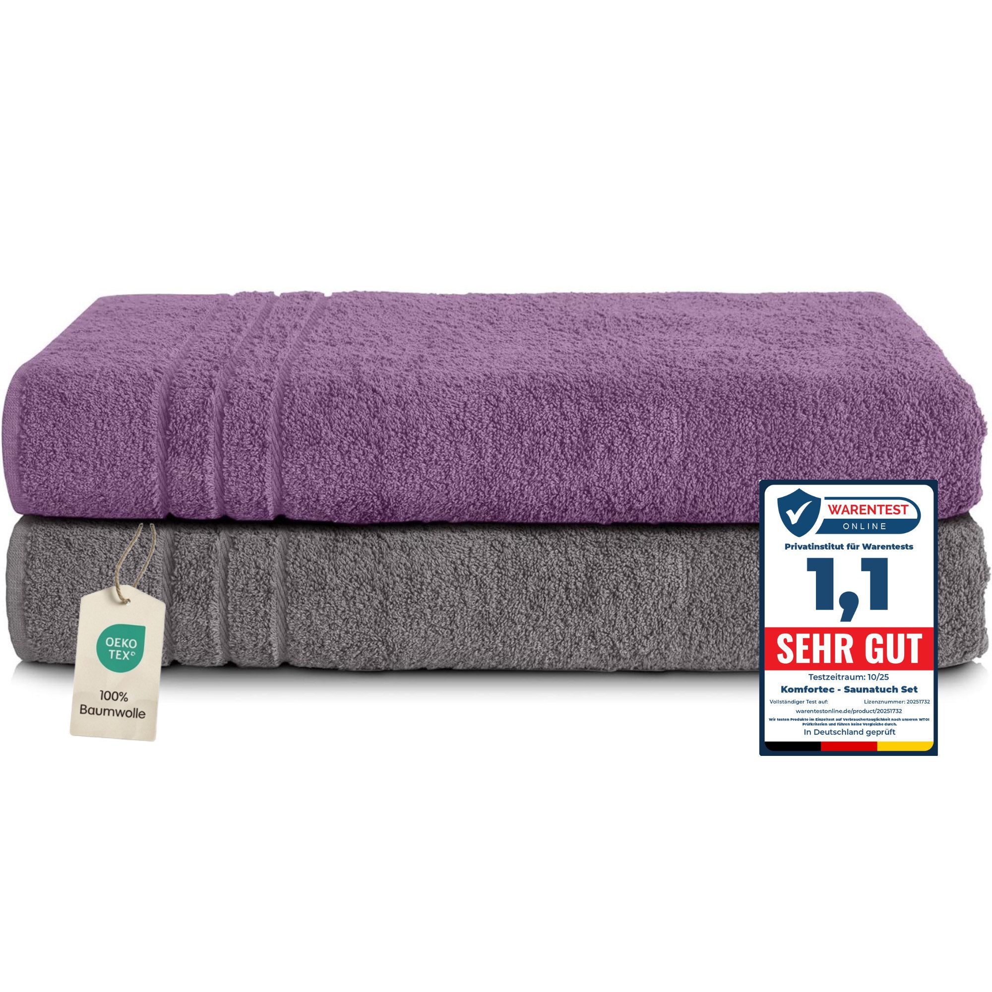 Komfortec Saunatuch Frotte aus 100% Baumwolle, Frottee (Packung, 2-St), 80x günstig online kaufen