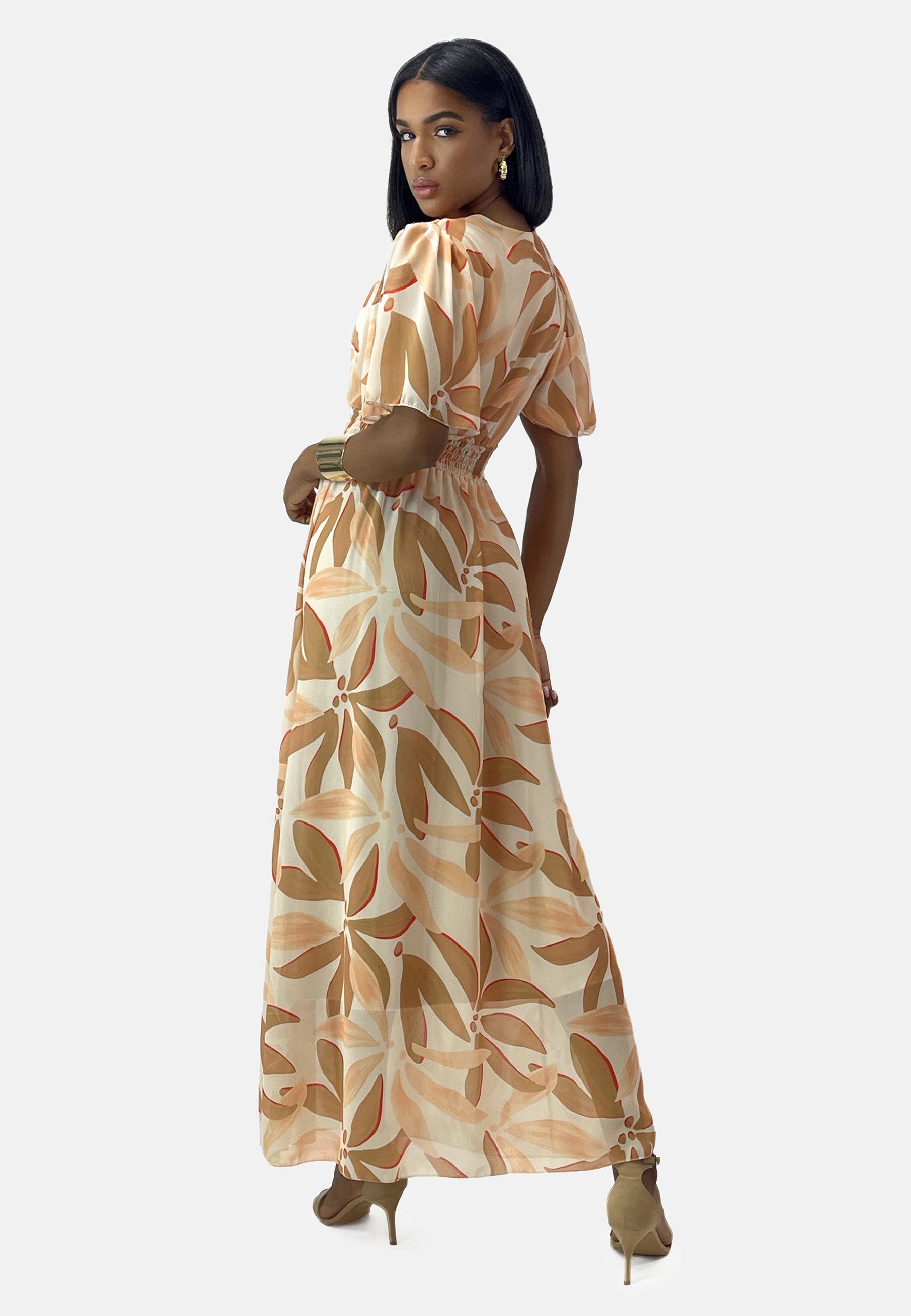 Elara Maxikleid Sommer-Maxikleid mit V-Ausschnitt