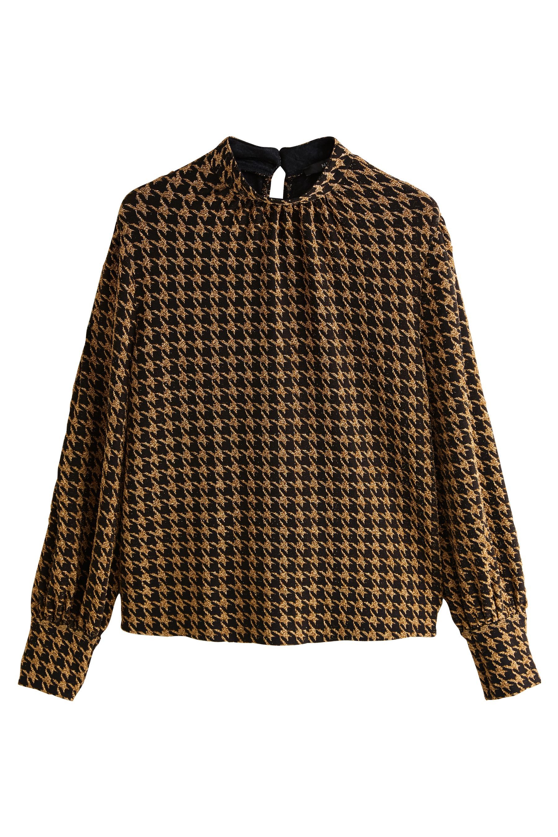 Next Langarmbluse Langärmelige, hochgeschlossene Jacquard-Bluse (1-tlg)