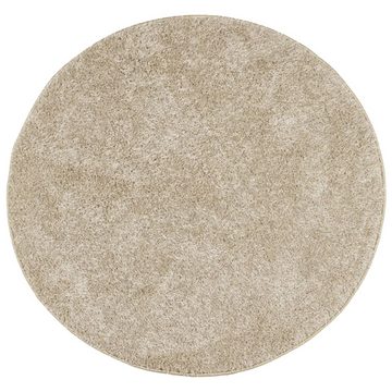 Teppich Teppich Hochflor Glänzend Beige Ø 80 cm, vidaXL, Höhe: 0 mm