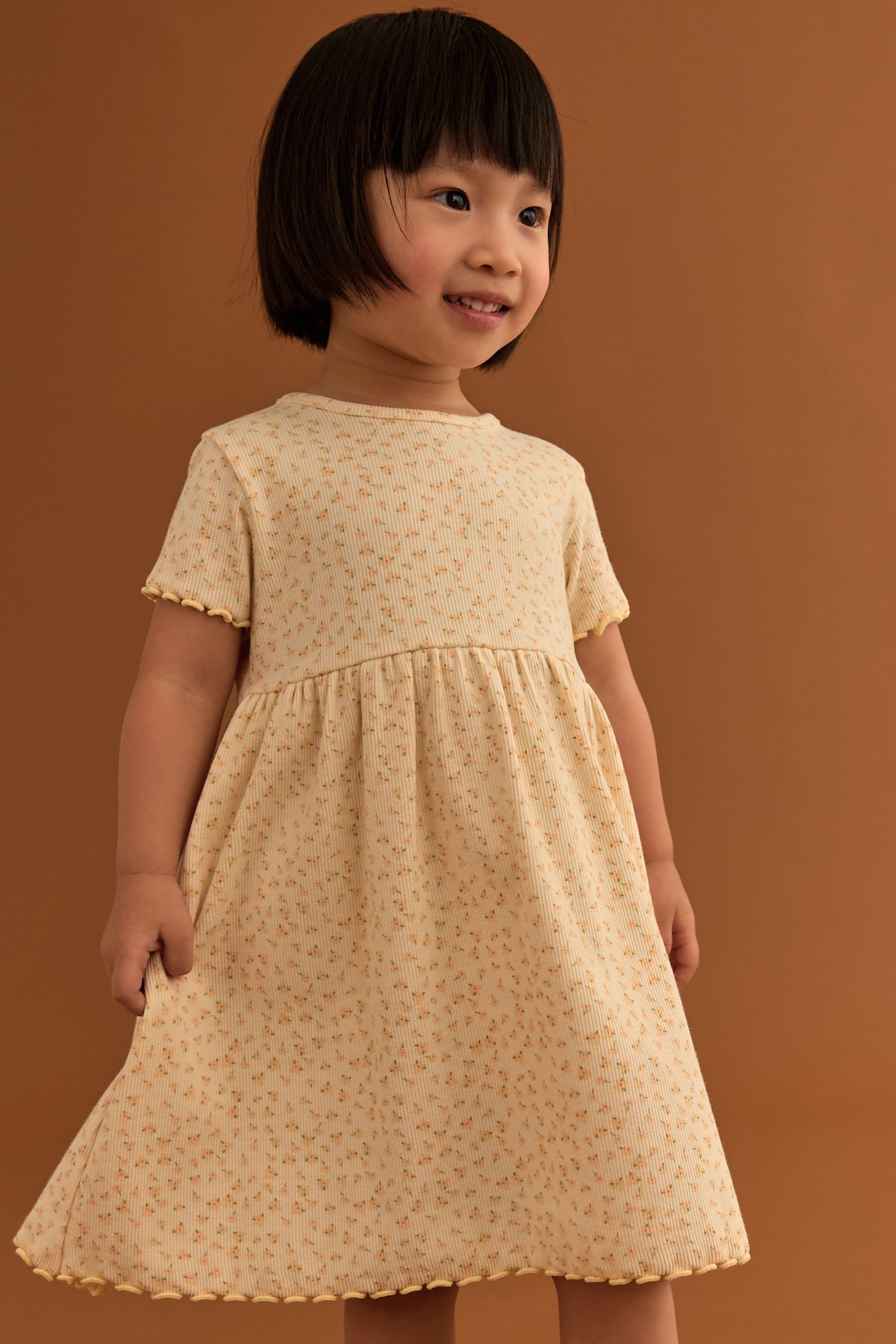 Next Jerseykleid Kurzärmeliges, geripptes Jersey-Kleid (1-tlg)