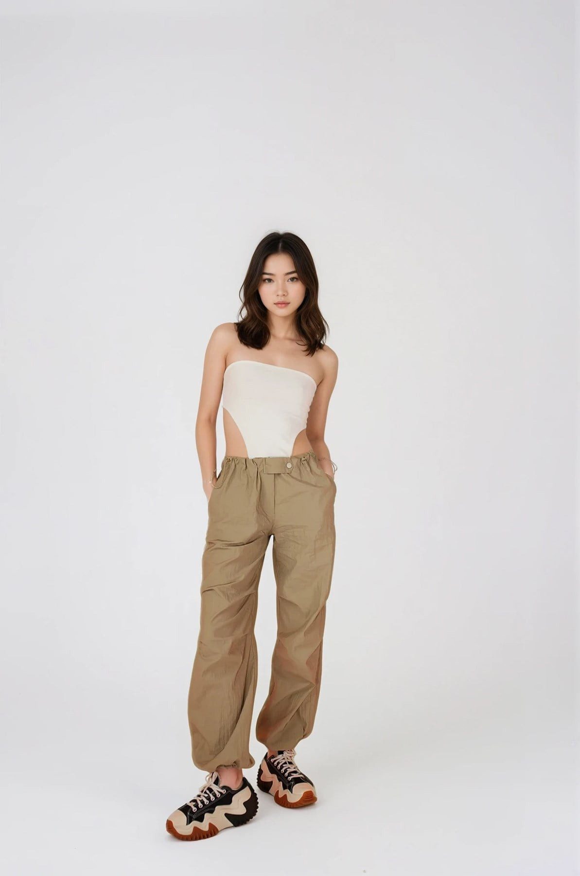 HOLLY LOLLY Bequeme Jeans verstellbare Parachute-Hose