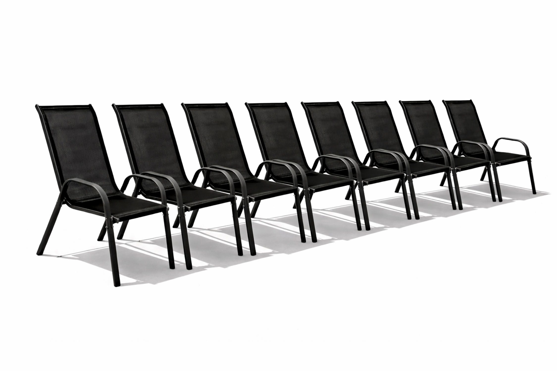 Mojawo Armlehnstuhl 8er Outdoorstuhl Gartenstuhl Stapelstuhl Metall Anthrazit schwarz