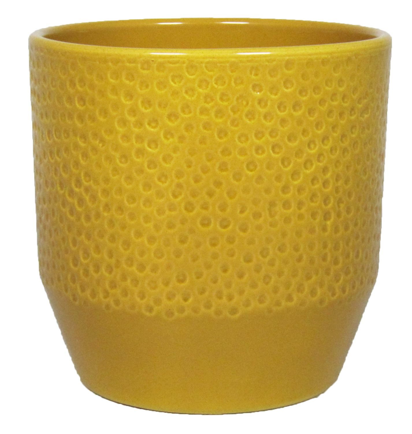 INNA-Glas Blumentopf BIHAM, Keramik, Hammerschlag Muster, Ocker, 13,2cm, Ø13,5cm