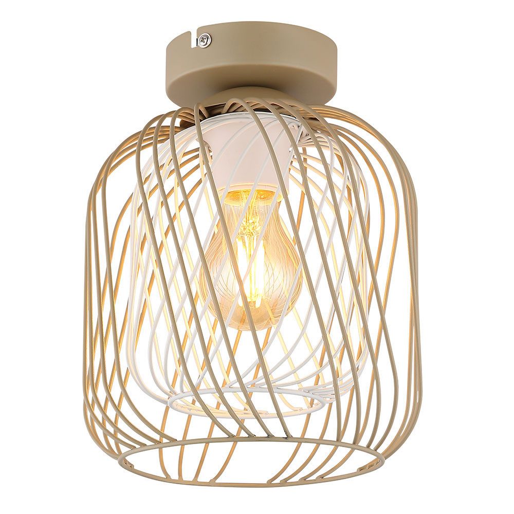 GLOBO LIGHTING Deckenleuchte, Leuchtmittel inklusive, Warmweiß, Deckenlampe Deckenleuchte Geflecht sand Wohnzimmerlampe LED H 24,5 cm