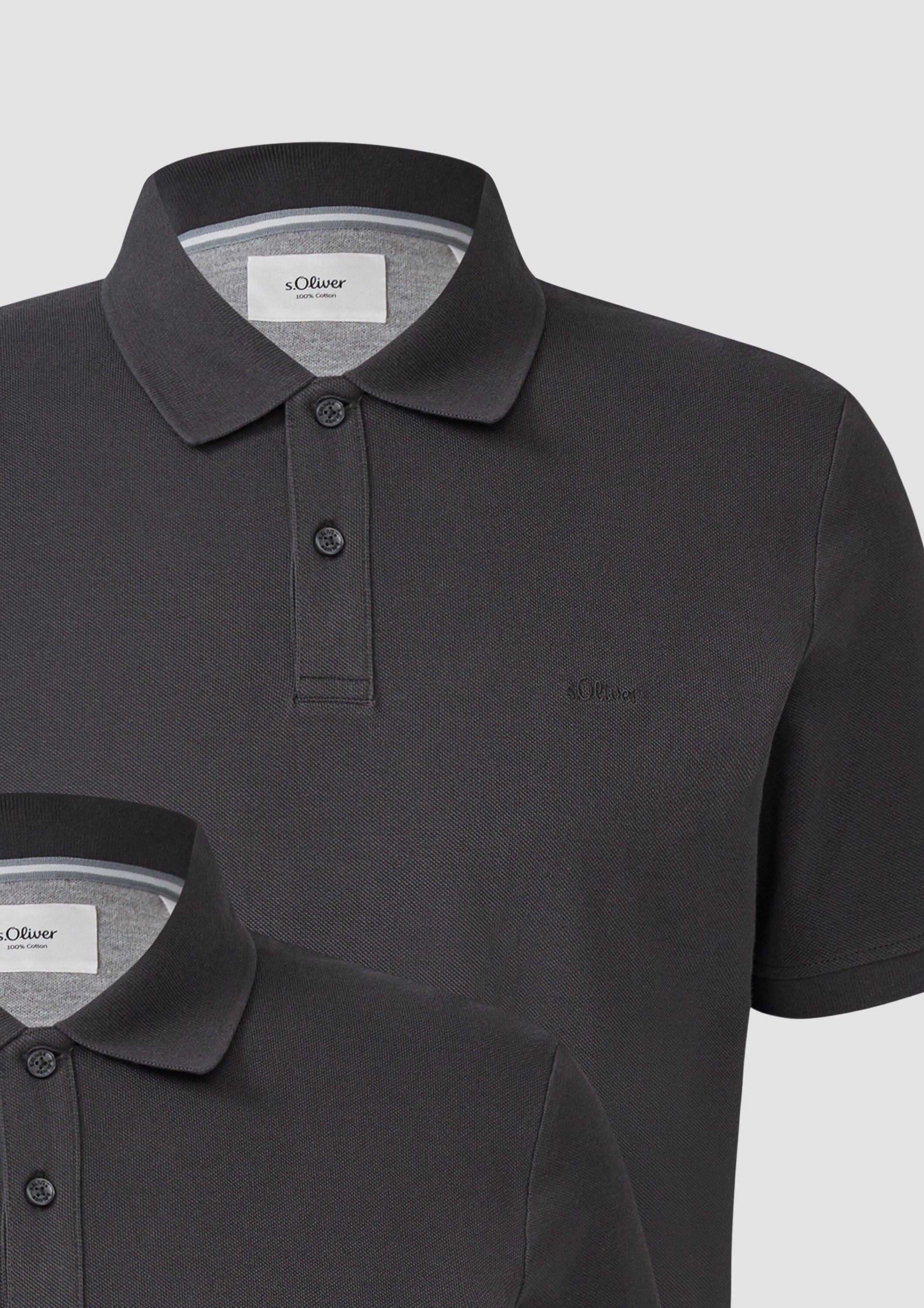 s.Oliver Kurzarmshirt Polo-Shirt Poloshirt aus Piqué mit Logo im Doppelpack