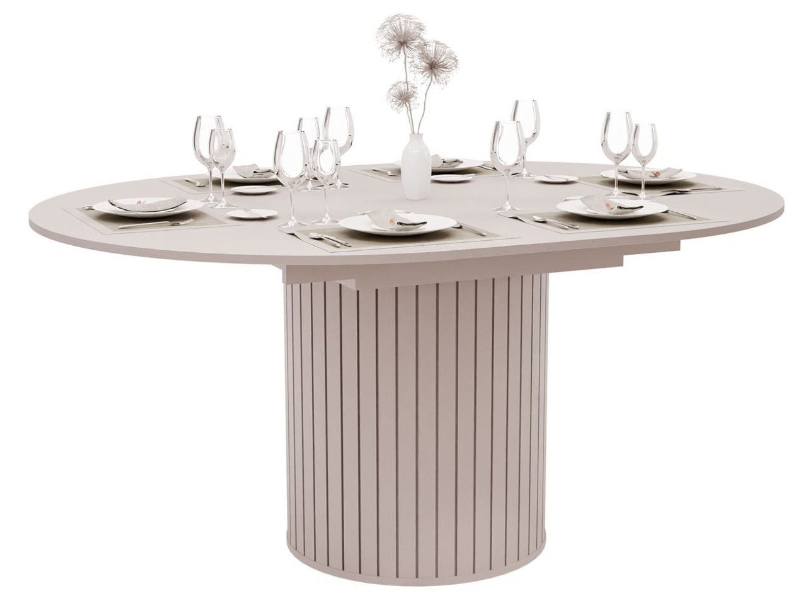 yourhouse24 Esstisch ELODIE 120-160 cm rund, Ausziehbar, Rillenfuß (rund/ov günstig online kaufen