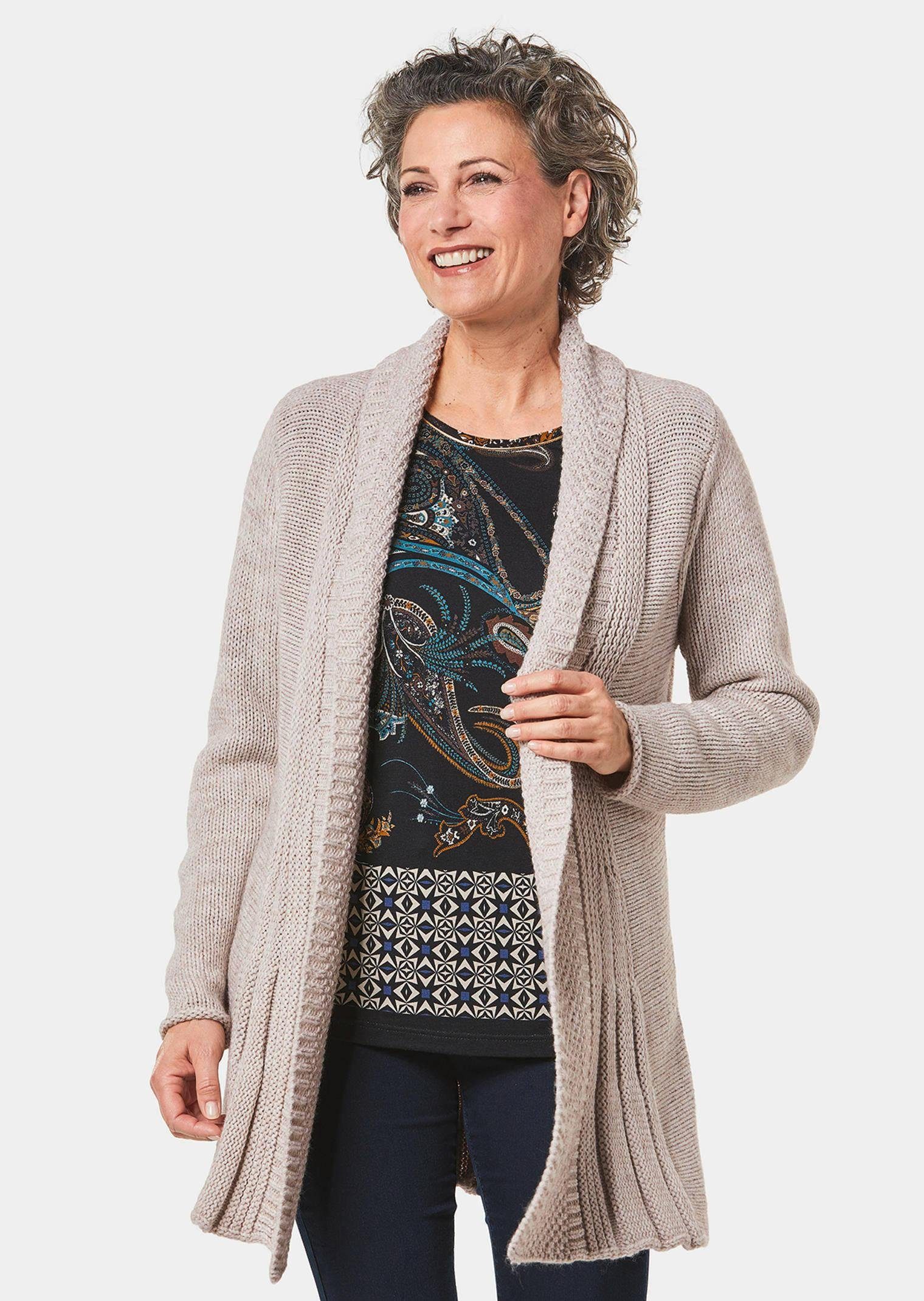 GOLDNER Strickjacke Kurzgröße: Supersofte ausgestellte Strickjacke günstig online kaufen