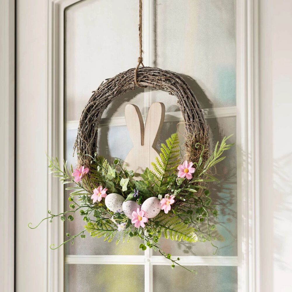 Home-trends24.de Osterkranz Kranz Pastell Ostereier Reisigkranz Ostern Kranz Deko Türkranz