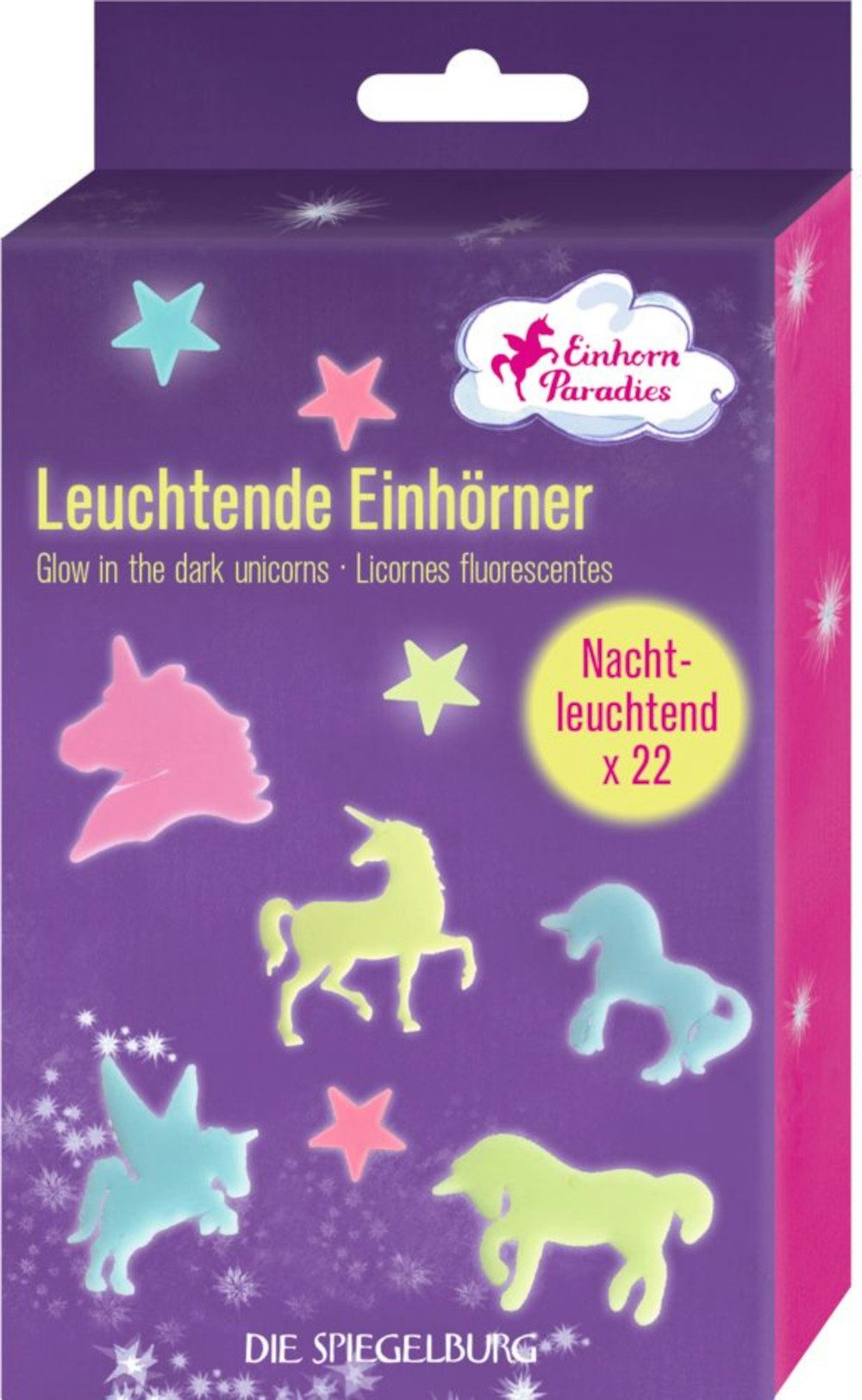 COPPENRATH DIE SPIEGELBURG Spiel Coppenrath Leuchtende Einhörner – 1 Motiv zufällig aus 24 Klebepunkten