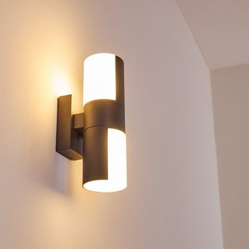 hofstein Außen-Wandleuchte »Isca« LED Außenmoderne Wandlampe aus Metall in Anthrazit, 3000 Kelvin, m., 1000 Lumen, IP54