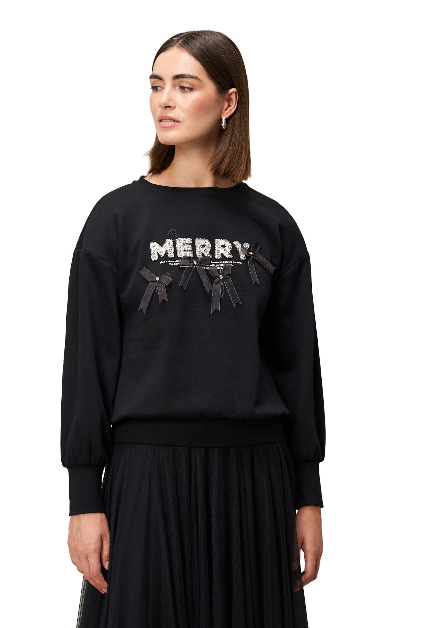 Zero Kurzarmshirt Damen Sweatshirt (1-tlg) Ziersteine günstig online kaufen