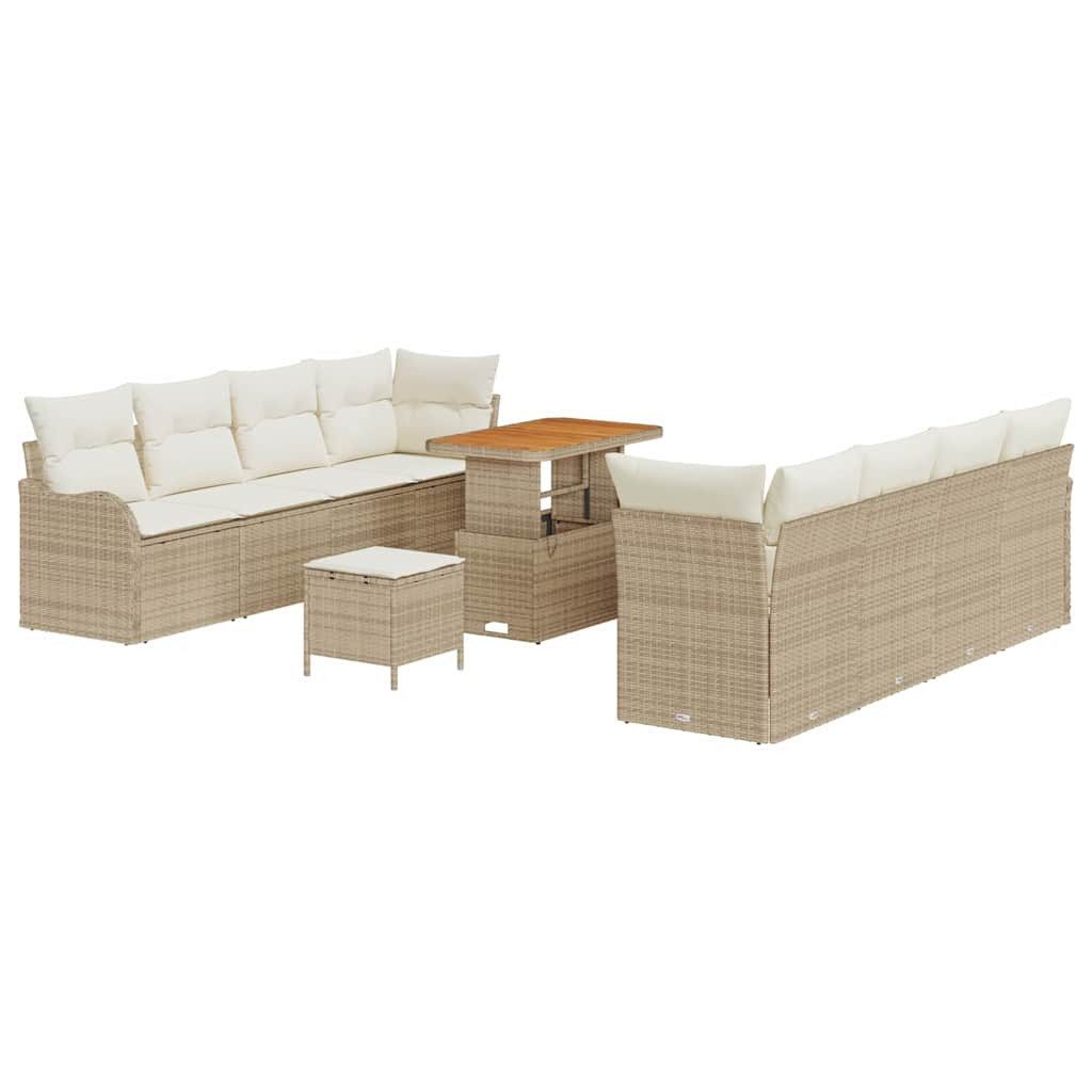 Gartenlounge-Set Gartensofa-set mit Kissen 11 pcs Beige Poly-Rattan