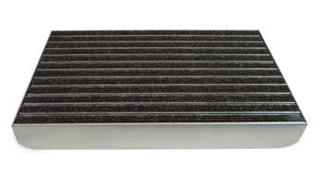 Fußmatte Emco Eingangsmatte DIPLOMAT + Bodenwanne 80mm Aluminium, Rips Braun, Emco, rechteckig, Höhe: 80 mm, Größe: 600x400 mm, für Innen- und überdachten Außenbereich