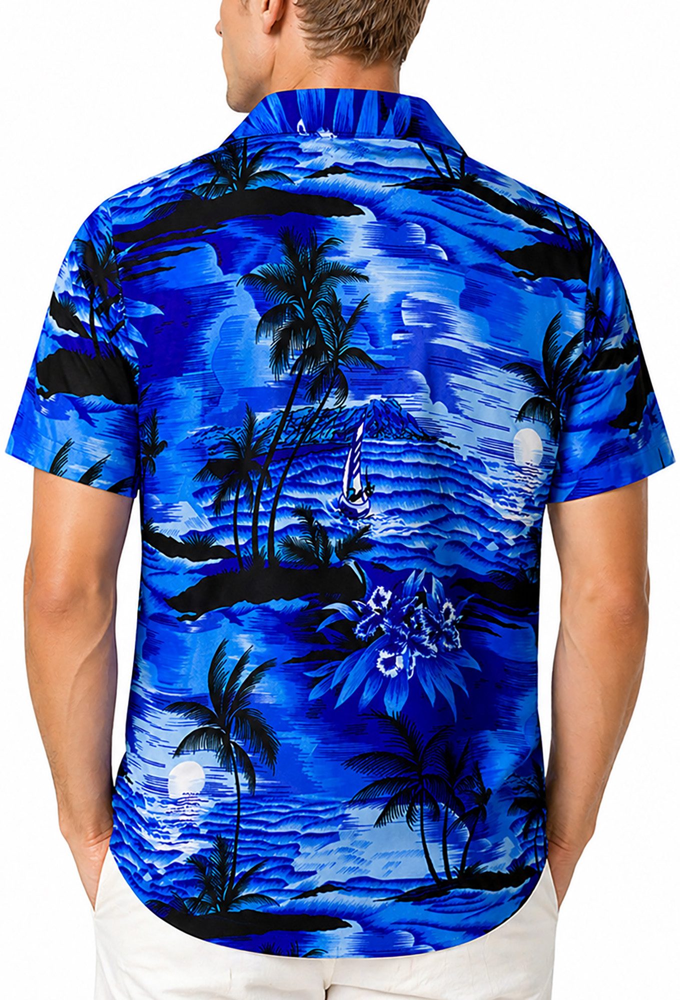 King Kameha Hawaiihemd "Surf" Funky Hawaii-Hemd Herren Kurzarm Front-Tasche Sommerhemd – Bild 4 von 5