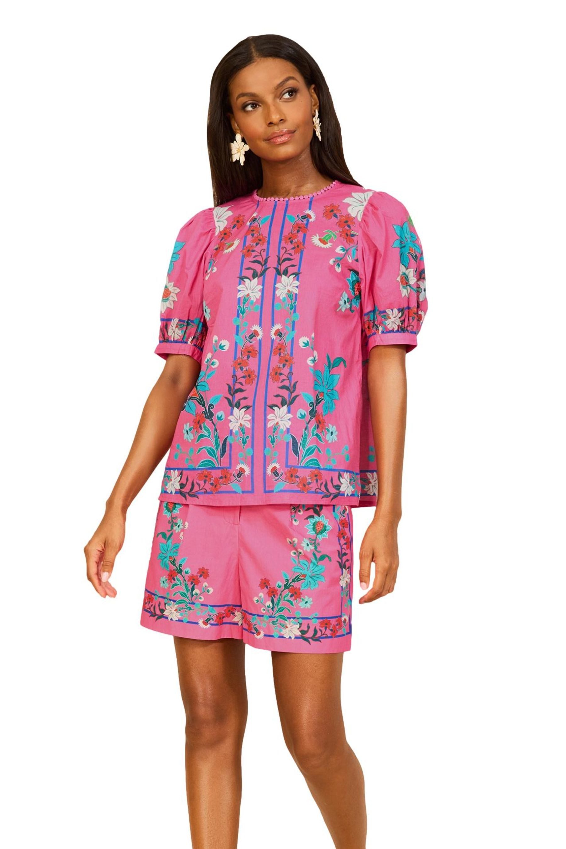 Love & Roses Kurzarmbluse Love & Roses Bluse mit Puffärmeln, Regular (1-tlg)