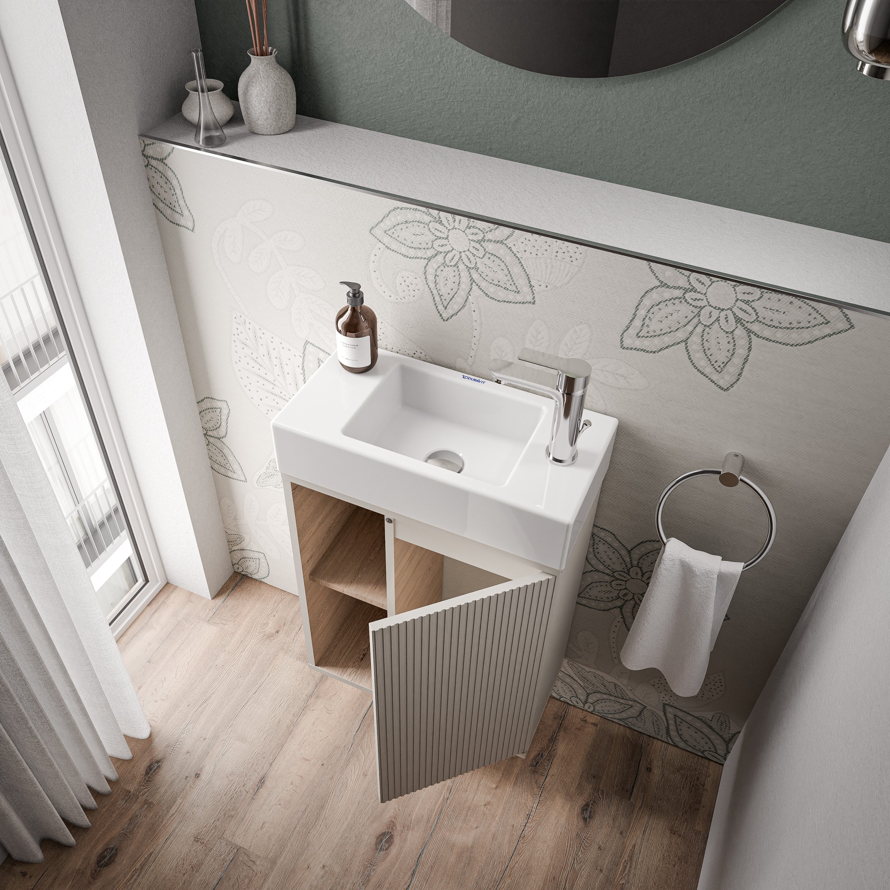 Bernstein Badmöbel-Set BELDIVO, (mit Waschbecken DURAVIT, günstig online kaufen