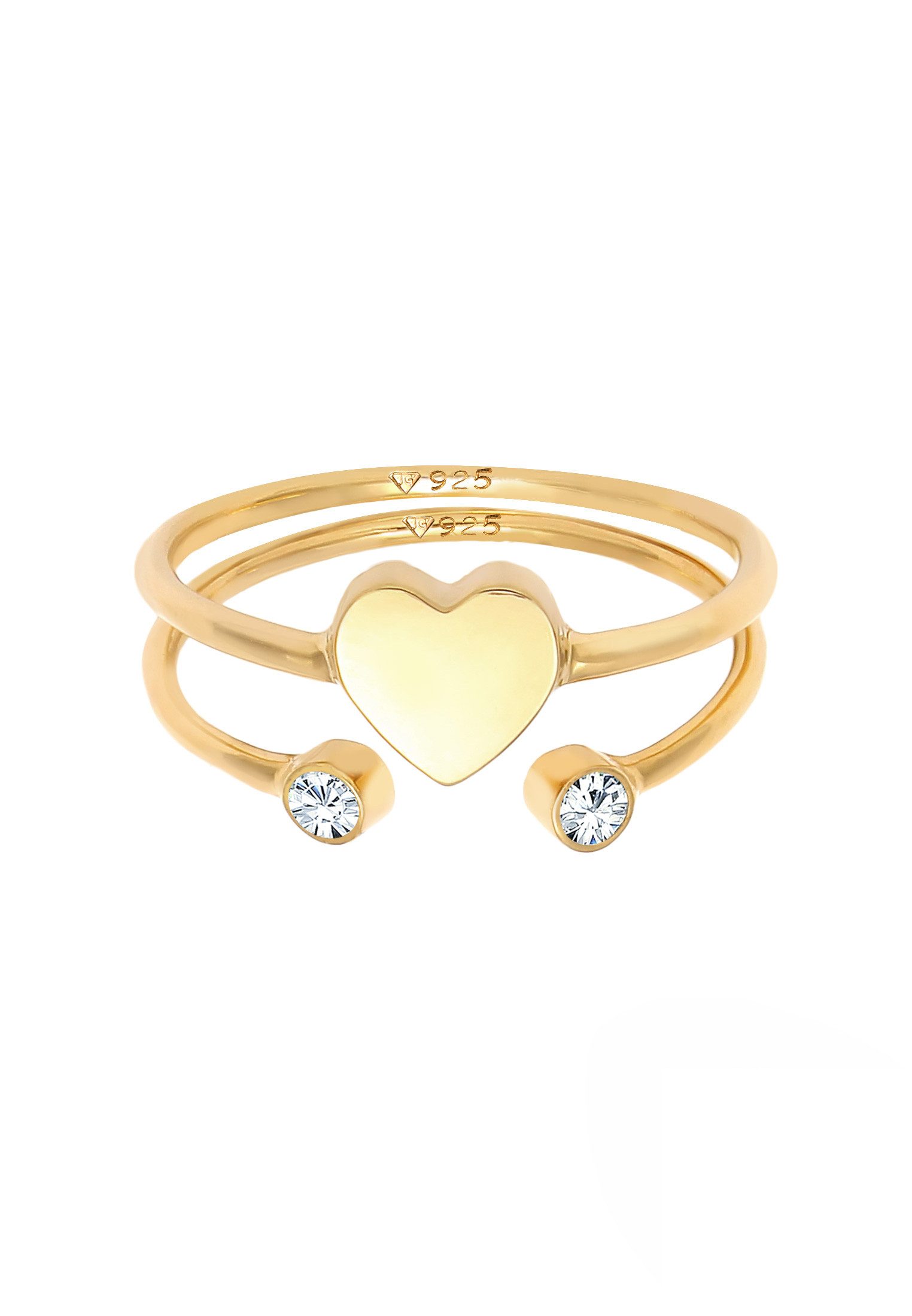 Elli Ring-Set Herz Liebe (2 tlg) 925 Silber, mit Kristallen von Swarovski®, günstig online kaufen
