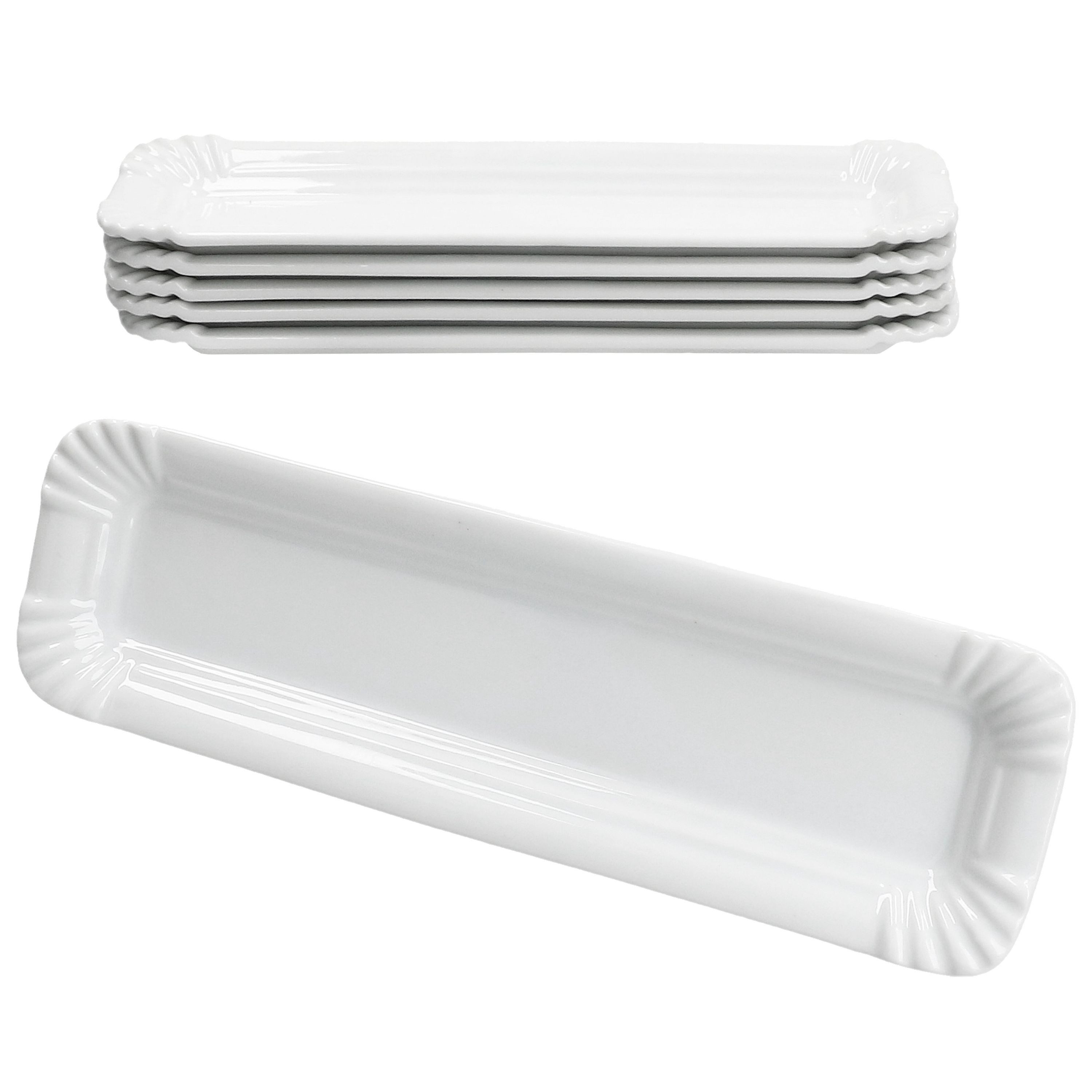 MamboCat Frühstücksteller 6x Pur Pappteller aus Porzellan 25,7x7,5cm weiß Servier-Teller Wurst