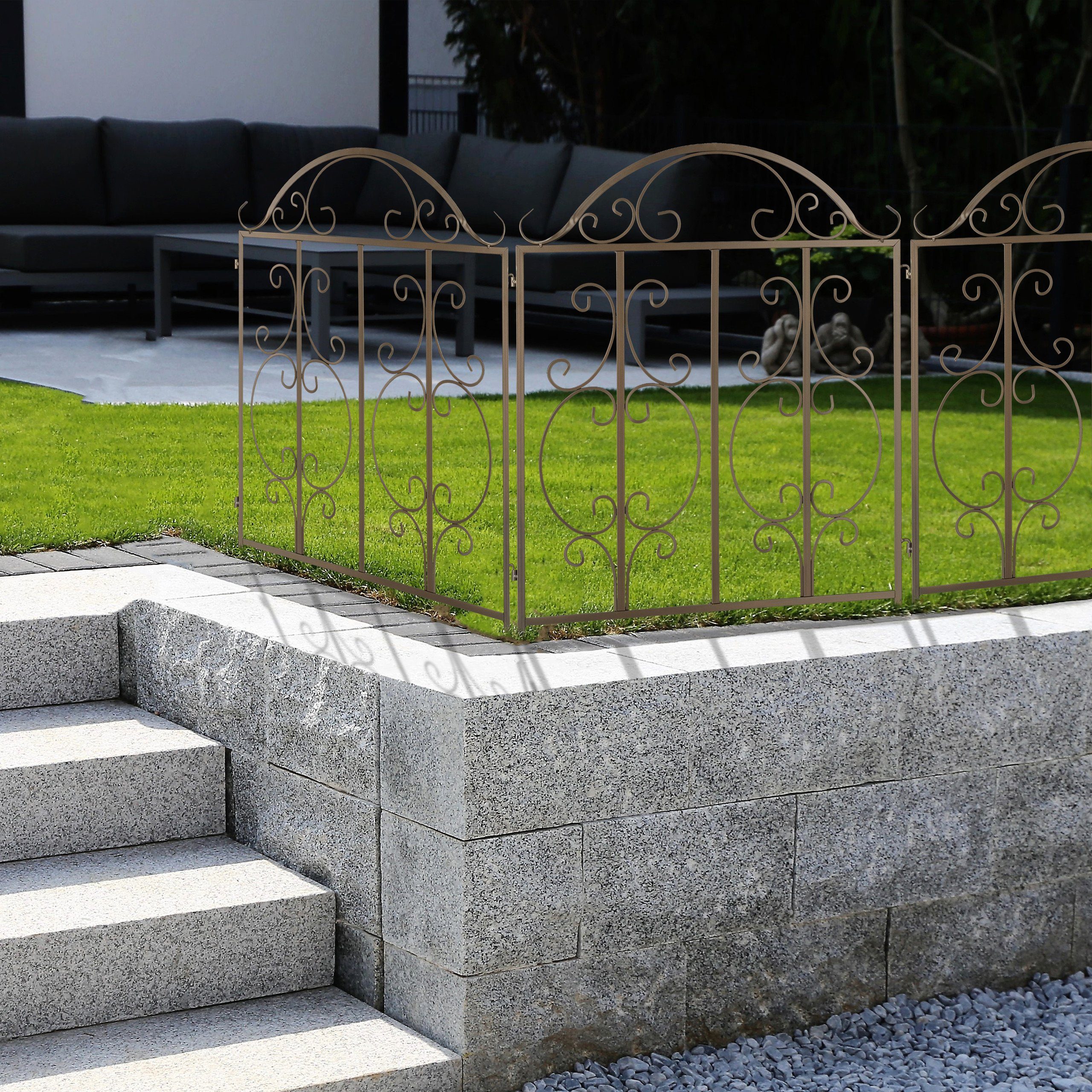 relaxdays Gartenzaun Bronze 3er Set günstig online kaufen