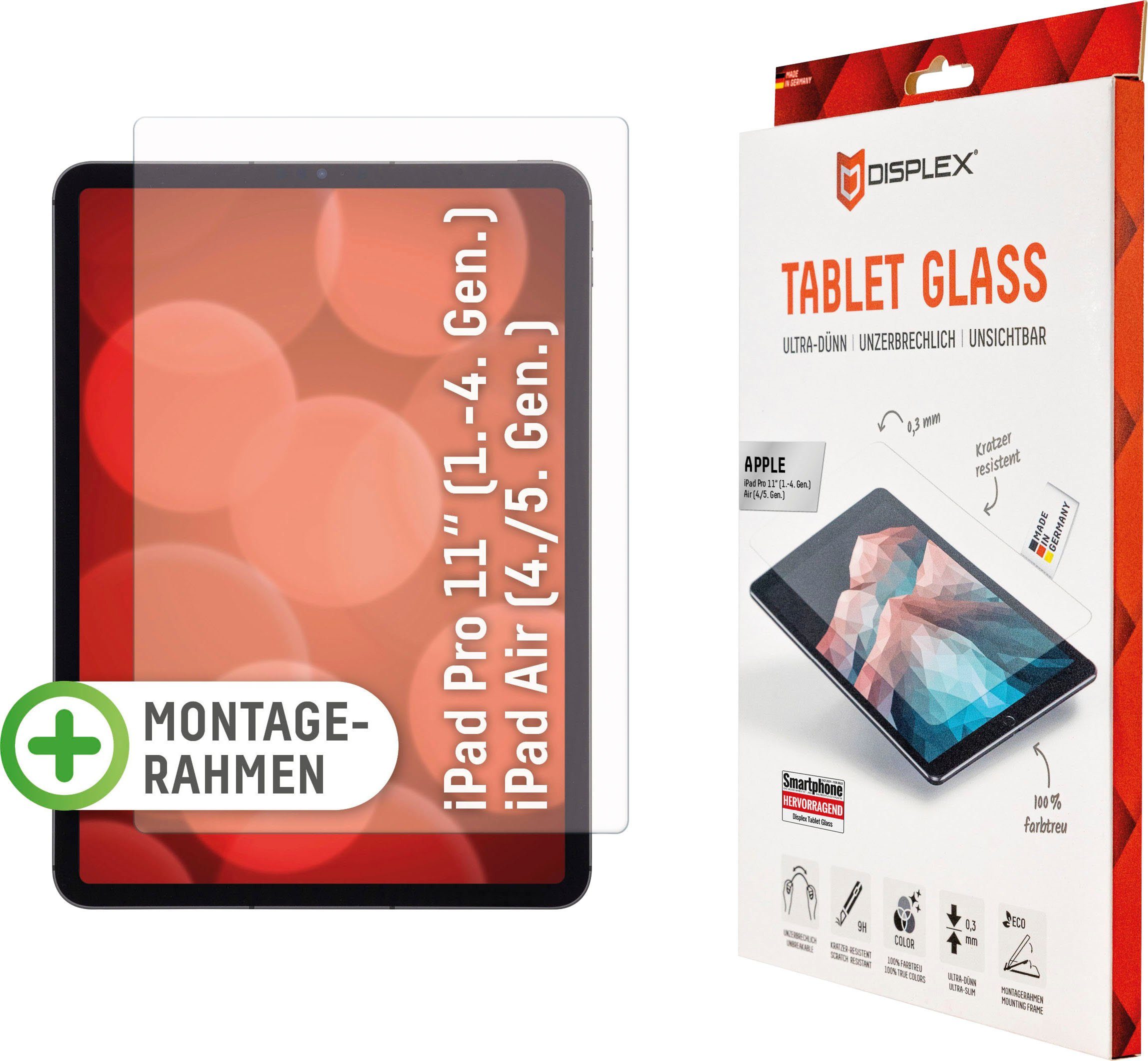 Displex Displayschutzfolie Tablet Glass iPad Pro 11 (1/2/3)/Air (4) für Apple iPad Air (4. und 5. Gen), Apple iPad Pro 11" (1.-4. Gen), 1 Stück