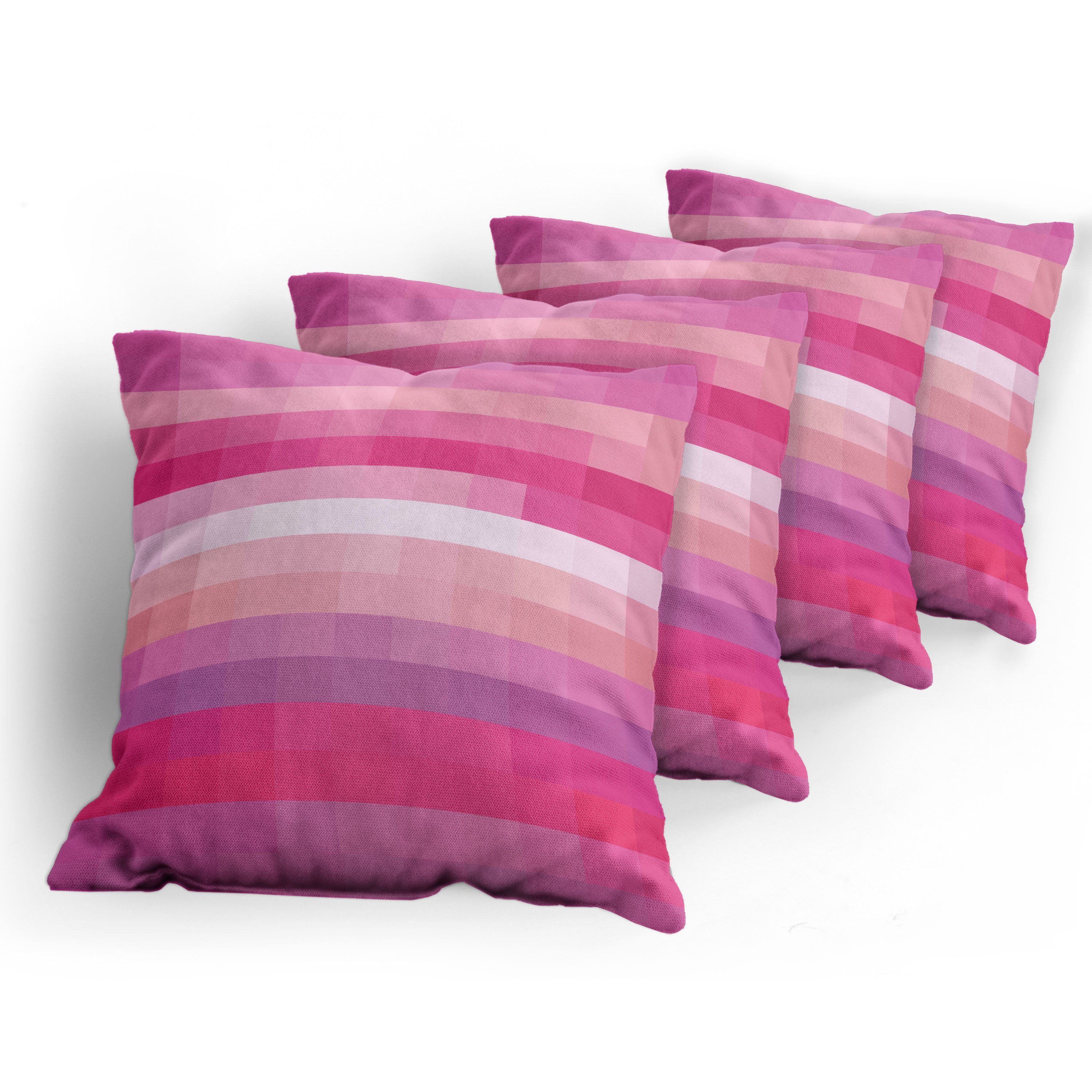 Modern Abakuhaus (4 Kissenbezüge Pink Accent Digitaldruck, Hot Zusammenfassung Stück), Doppelseitiger Vibrant