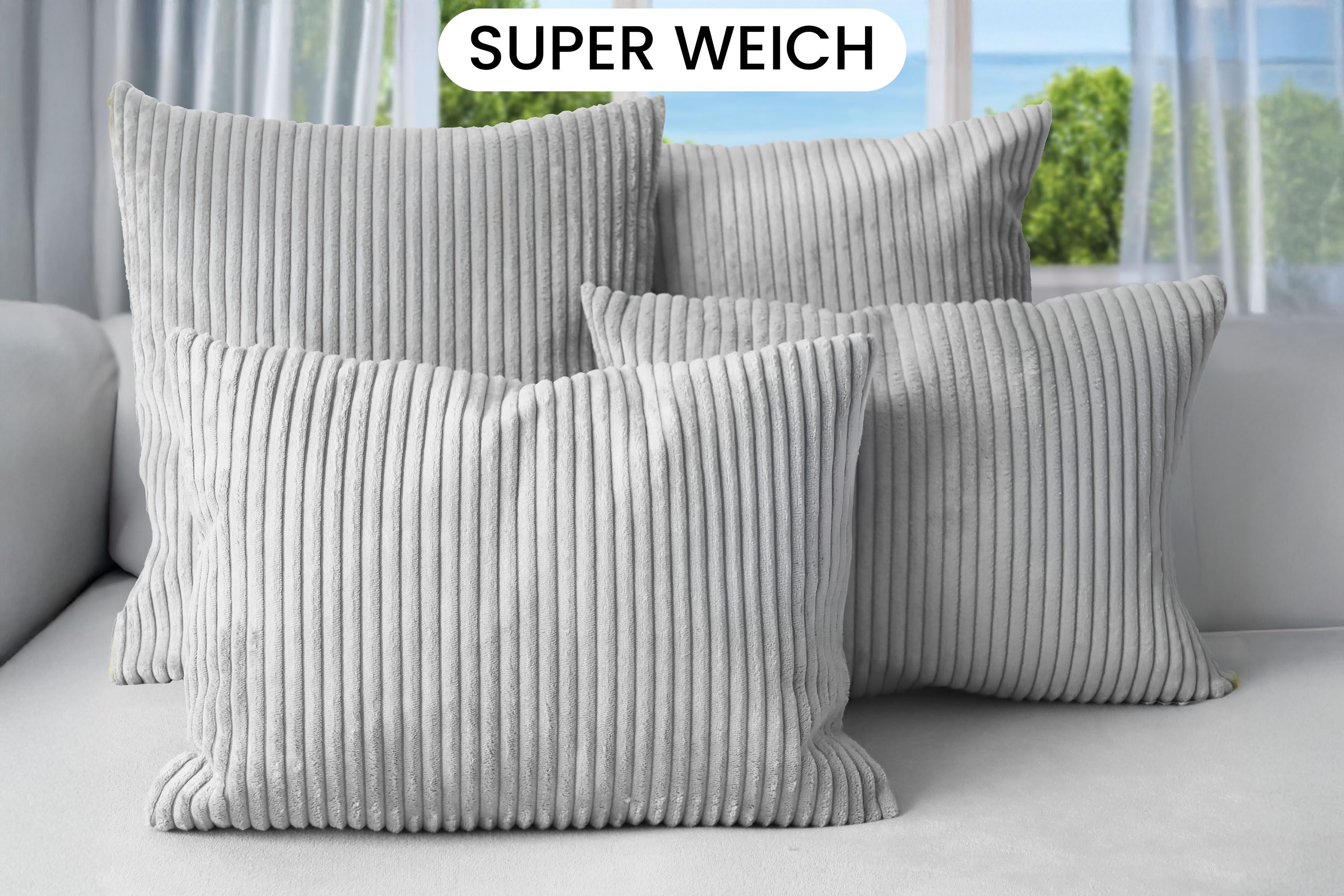 Amilian Kissenbezüge 4er Set - Kissenhüllen 2x 45x45 + 2x 35x45 cm - Zierkissenbezüge, (4 Stück), Zierkissen Set Bezüge 4 Stück für Dekokissen; Kissen; Zierkissen